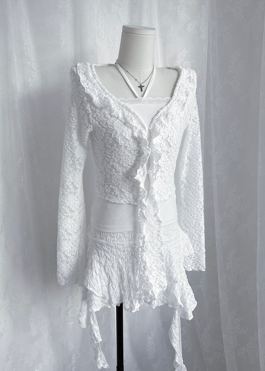 𝐃𝐢𝐥𝐞𝐭𝐭𝐚 𝐑𝐮𝐟𝐟𝐥𝐞 𝐋𝐚𝐜𝐞 𝐂𝐚𝐫𝐝𝐢𝐠𝐚𝐧 - 𝐖𝐡𝐢𝐭𝐞