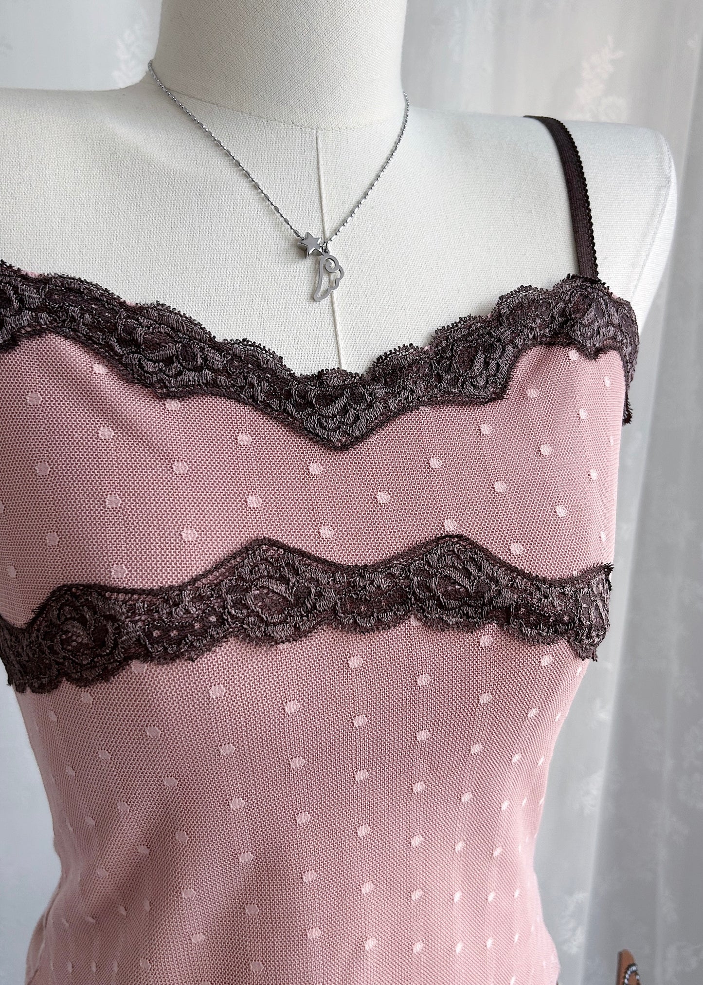 𝐋𝐚𝐜𝐞 𝐏𝐨𝐥𝐤𝐚 𝐃𝐨𝐭 𝐌𝐞𝐬𝐡 𝐓𝐚𝐧𝐤 𝐓𝐨𝐩 - 𝐂𝐨𝐫𝐚𝐥 𝐏𝐢𝐧𝐤