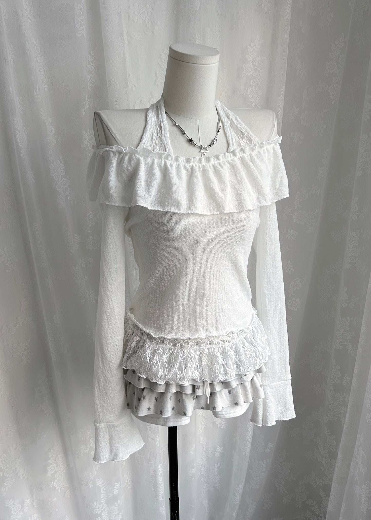 𝐋𝐢𝐬𝐞𝐭𝐭𝐚 𝐋𝐚𝐜𝐞 𝐑𝐮𝐟𝐟𝐥𝐞 𝐇𝐚𝐥𝐭𝐞𝐫 𝐓𝐨𝐩 - 𝐖𝐡𝐢𝐭𝐞