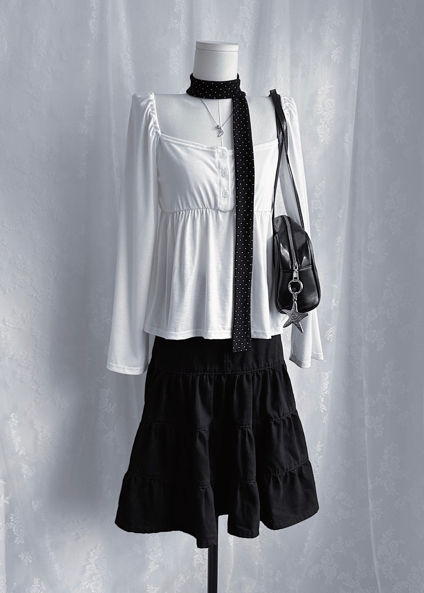 𝐌𝐢𝐤𝐚 𝐅𝐥𝐨𝐰𝐞𝐫 𝐏𝐮𝐟𝐟 𝐒𝐥𝐞𝐞𝐯𝐞 𝐓𝐨𝐩 -  𝐖𝐡𝐢𝐭𝐞