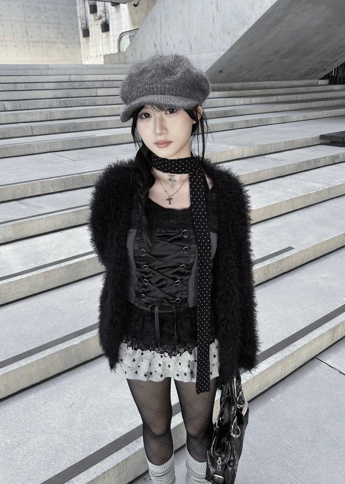 𝐒𝐭𝐚𝐫𝐫𝐲 𝐒𝐤𝐲 𝐑𝐮𝐟𝐟𝐥𝐞 𝐌𝐢𝐧𝐢 𝐒𝐤𝐨𝐫𝐭 - 𝐆𝐫𝐞𝐲