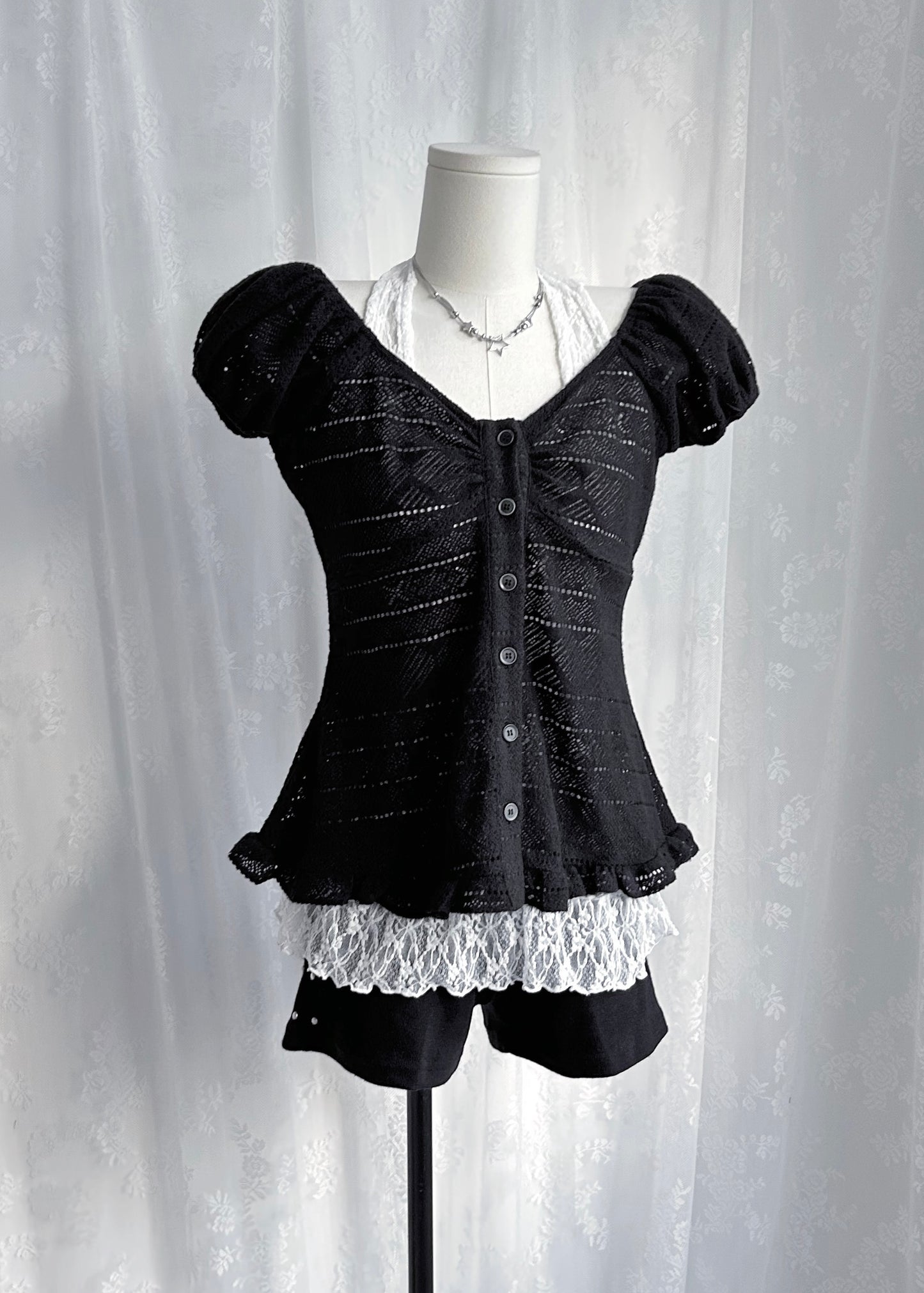 𝐂𝐢𝐧𝐭𝐢𝐚 𝐊𝐧𝐢𝐭 𝐑𝐮𝐟𝐟𝐥𝐞 𝐏𝐮𝐟𝐟 𝐒𝐥𝐞𝐞𝐯𝐞 𝐓𝐨𝐩 - 𝐁𝐥𝐚𝐜𝐤