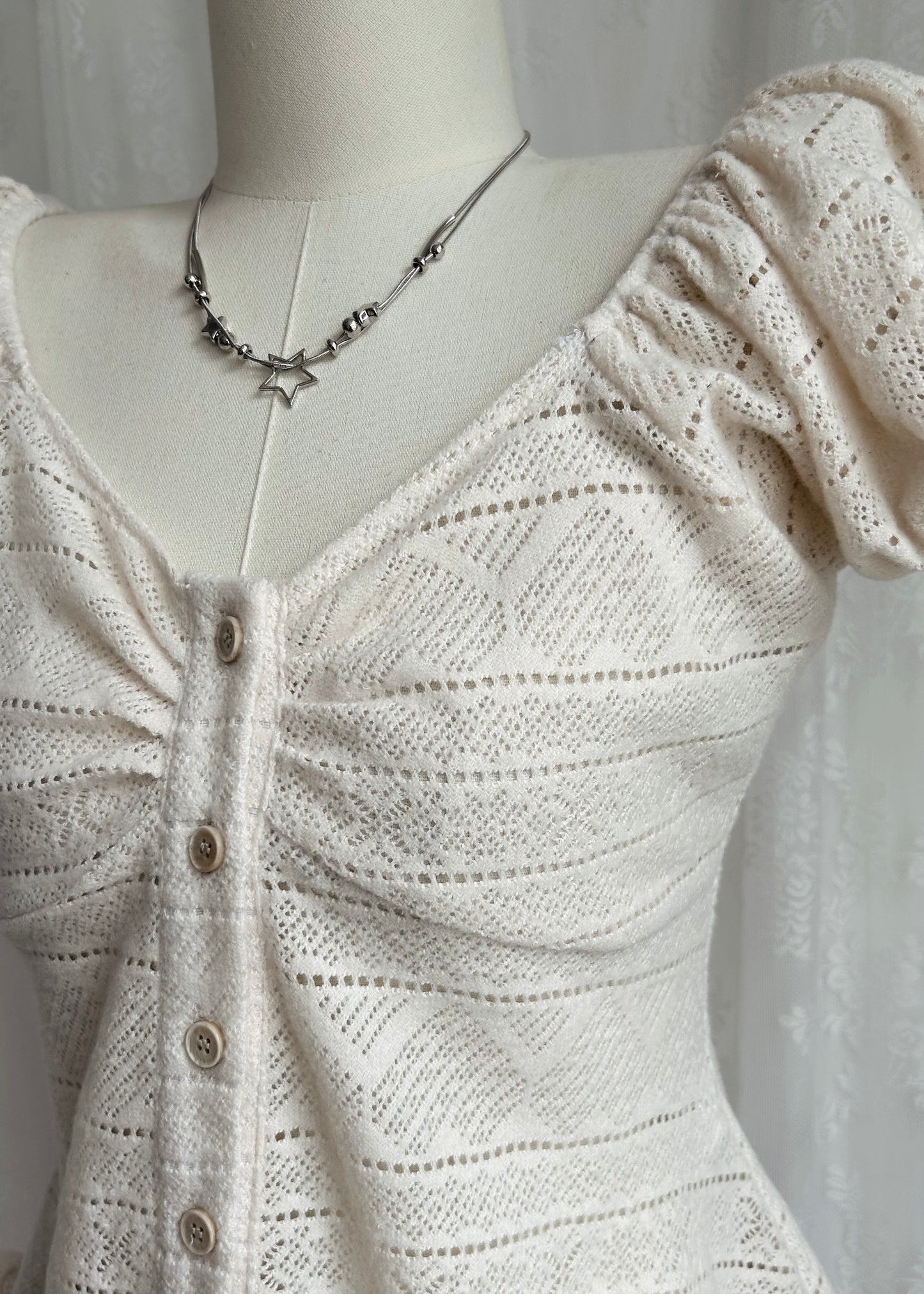 𝐂𝐢𝐧𝐭𝐢𝐚 𝐊𝐧𝐢𝐭 𝐑𝐮𝐟𝐟𝐥𝐞 𝐏𝐮𝐟𝐟 𝐒𝐥𝐞𝐞𝐯𝐞 𝐓𝐨𝐩 - 𝐂𝐫𝐞𝐚𝐦