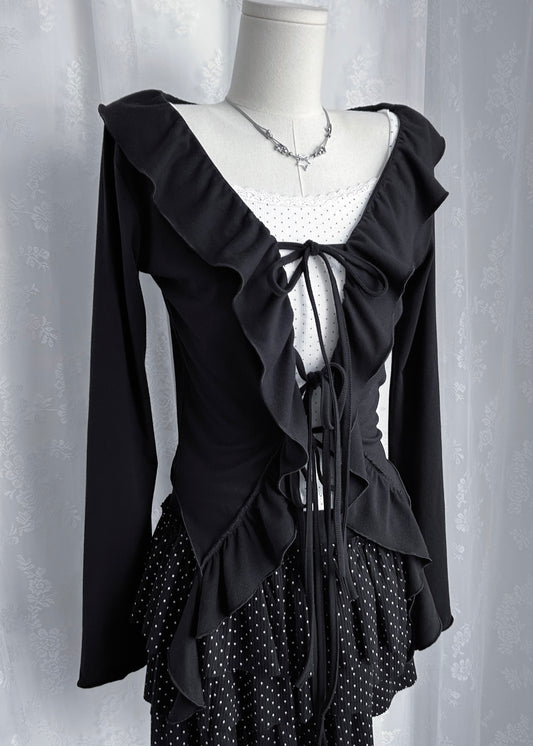 𝐅𝐢𝐨𝐫𝐞𝐭𝐭𝐚 𝐑𝐮𝐟𝐟𝐥𝐞 𝐓𝐰𝐨 𝐖𝐚𝐲 𝐓𝐨𝐩 - 𝐁𝐥𝐚𝐜𝐤