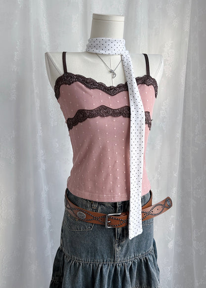 𝐋𝐚𝐜𝐞 𝐏𝐨𝐥𝐤𝐚 𝐃𝐨𝐭 𝐌𝐞𝐬𝐡 𝐓𝐚𝐧𝐤 𝐓𝐨𝐩 - 𝐂𝐨𝐫𝐚𝐥 𝐏𝐢𝐧𝐤