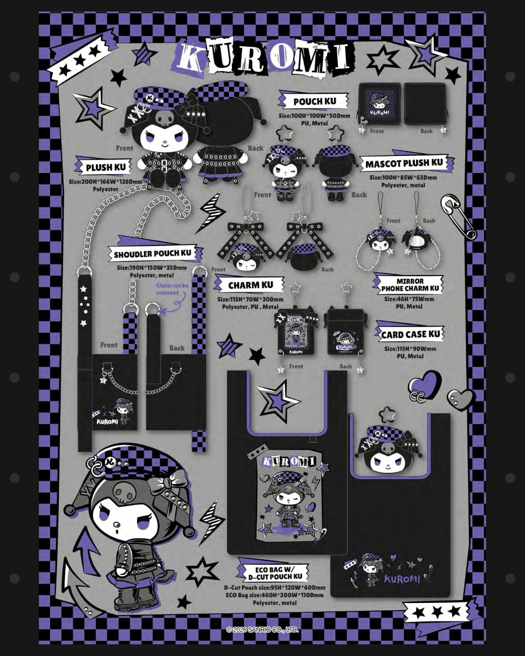 ★ 6/8 截單 ★ 10月預訂 ☆ Kuromi Punk系列 🎸