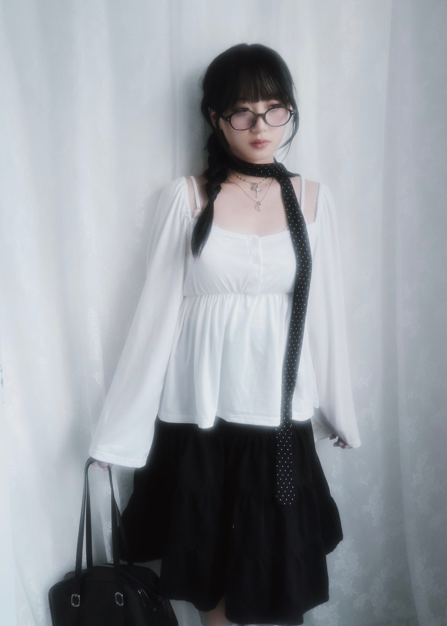 𝐌𝐢𝐤𝐚 𝐅𝐥𝐨𝐰𝐞𝐫 𝐏𝐮𝐟𝐟 𝐒𝐥𝐞𝐞𝐯𝐞 𝐓𝐨𝐩 -  𝐖𝐡𝐢𝐭𝐞