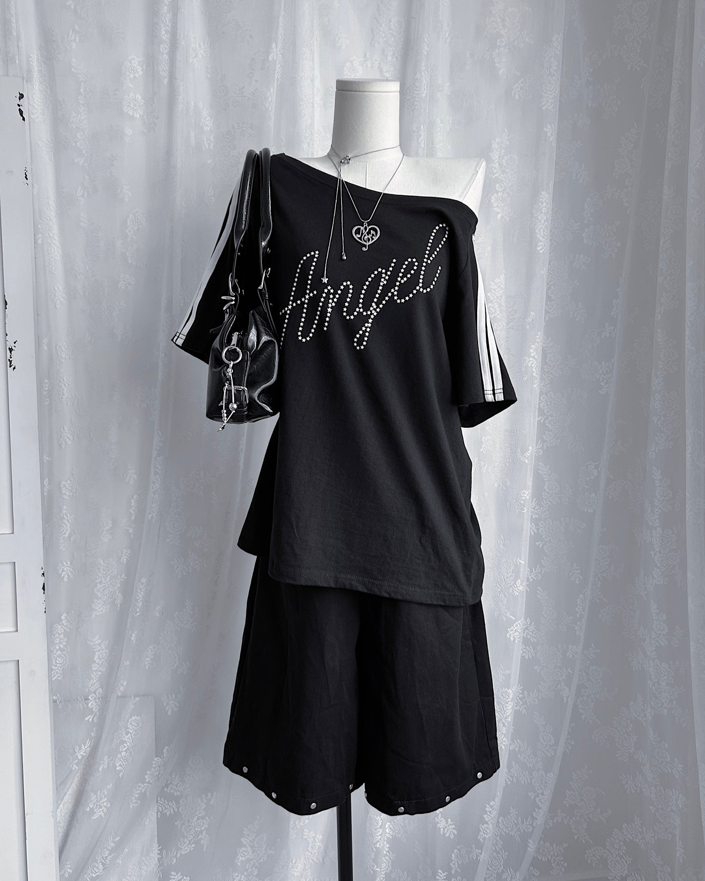 ★ 𝐒𝐭𝐚𝐫 𝐀𝐧𝐠𝐞𝐥 𝐃𝐫𝐨𝐩 𝐒𝐡𝐨𝐮𝐥𝐝𝐞𝐫 𝐓𝐞𝐞 - 𝐁𝐥𝐚𝐜𝐤