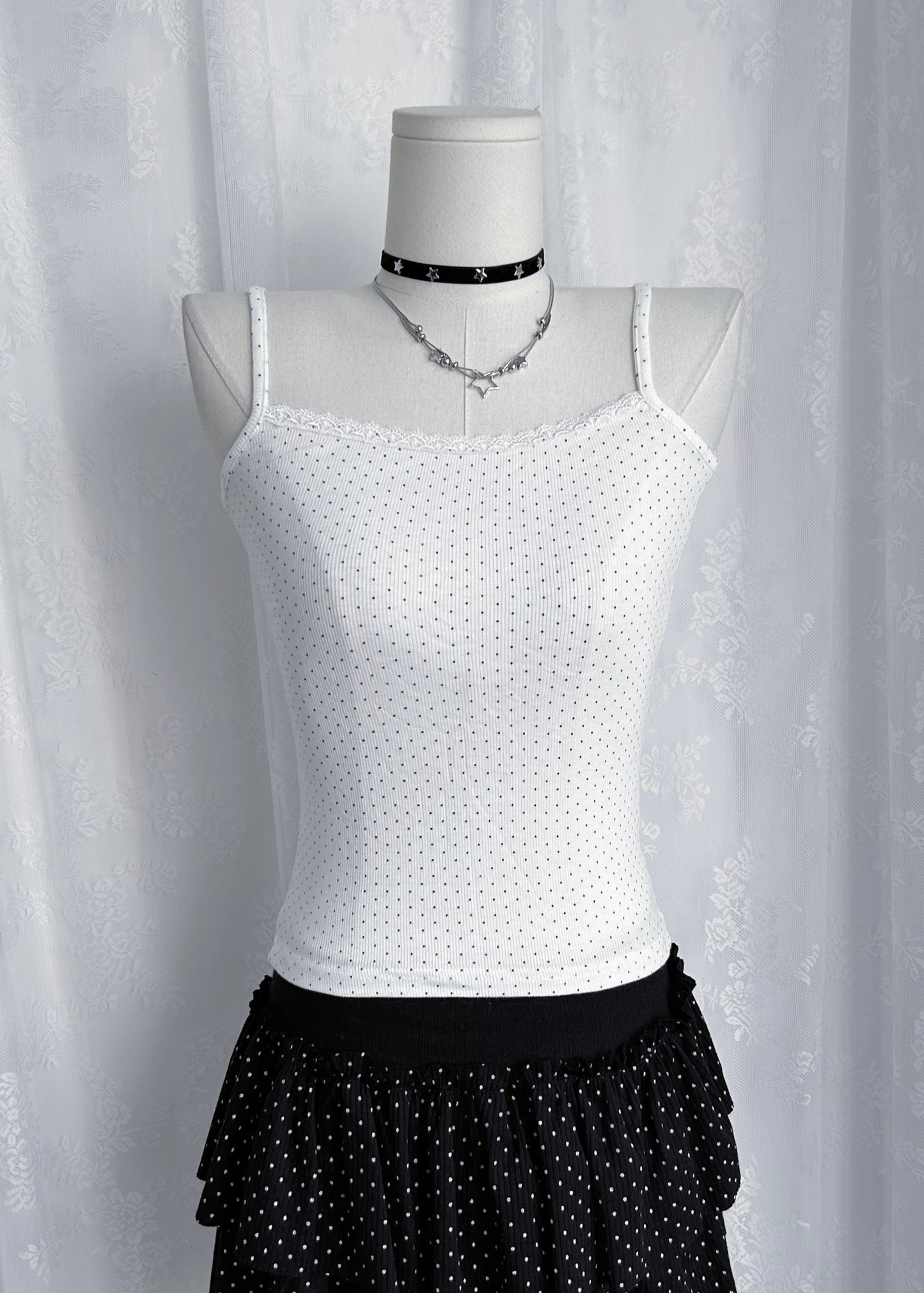 𝐏𝐨𝐥𝐤𝐚 𝐃𝐨𝐭𝐬 𝐋𝐚𝐜𝐞 𝐓𝐚𝐧𝐤 𝐓𝐨𝐩 - 𝐖𝐡𝐢𝐭𝐞