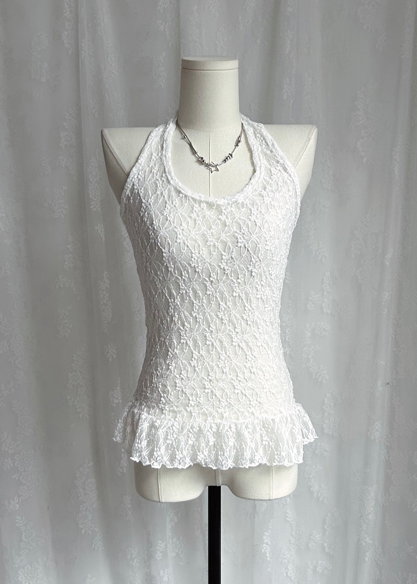 𝐋𝐢𝐬𝐞𝐭𝐭𝐚 𝐋𝐚𝐜𝐞 𝐑𝐮𝐟𝐟𝐥𝐞 𝐇𝐚𝐥𝐭𝐞𝐫 𝐓𝐨𝐩 - 𝐖𝐡𝐢𝐭𝐞