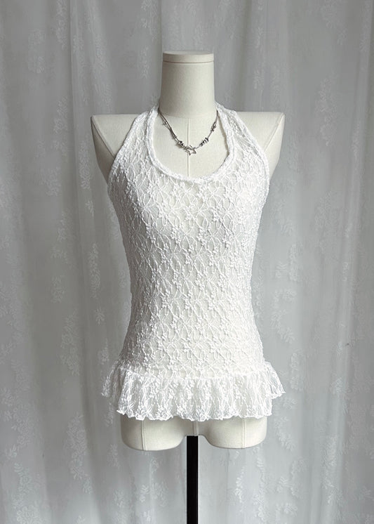 𝐋𝐢𝐬𝐞𝐭𝐭𝐚 𝐋𝐚𝐜𝐞 𝐑𝐮𝐟𝐟𝐥𝐞 𝐇𝐚𝐥𝐭𝐞𝐫 𝐓𝐨𝐩 - 𝐖𝐡𝐢𝐭𝐞