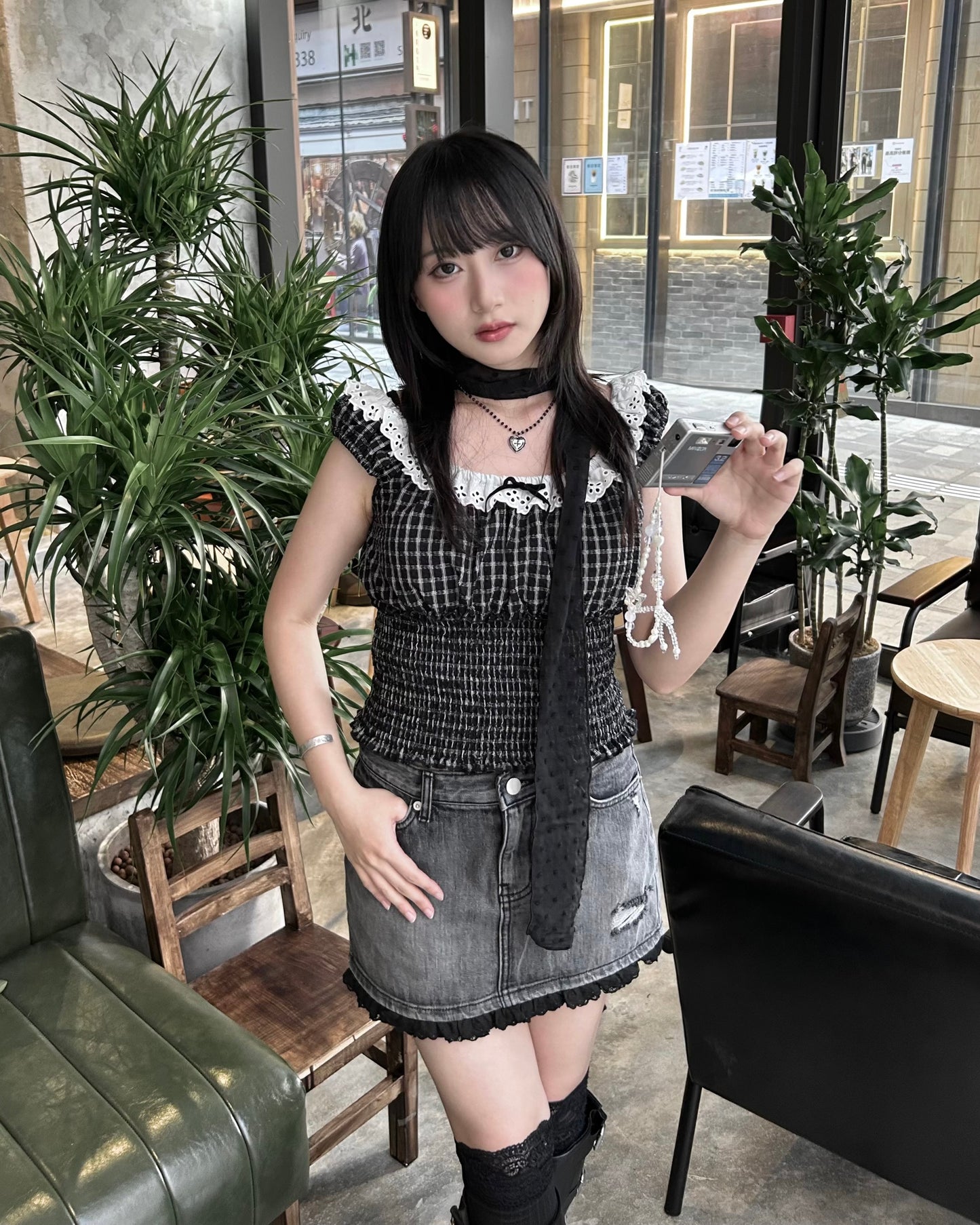 𝐎𝐫𝐧𝐞𝐥𝐥𝐚 𝐋𝐚𝐜𝐞 𝐃𝐢𝐬𝐭𝐫𝐞𝐬𝐬𝐞𝐝 𝐃𝐞𝐧𝐢𝐦 𝐒𝐤𝐢𝐫𝐭 - 𝐖𝐚𝐬𝐡𝐞𝐝 𝐁𝐥𝐚𝐜𝐤