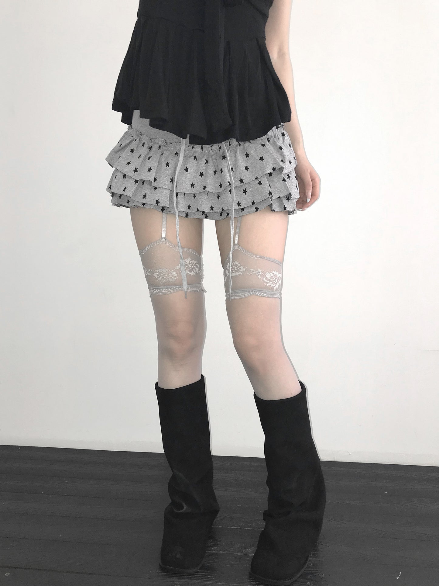 𝐒𝐭𝐚𝐫𝐫𝐲 𝐒𝐤𝐲 𝐑𝐮𝐟𝐟𝐥𝐞 𝐌𝐢𝐧𝐢 𝐒𝐤𝐨𝐫𝐭 - 𝐆𝐫𝐞𝐲