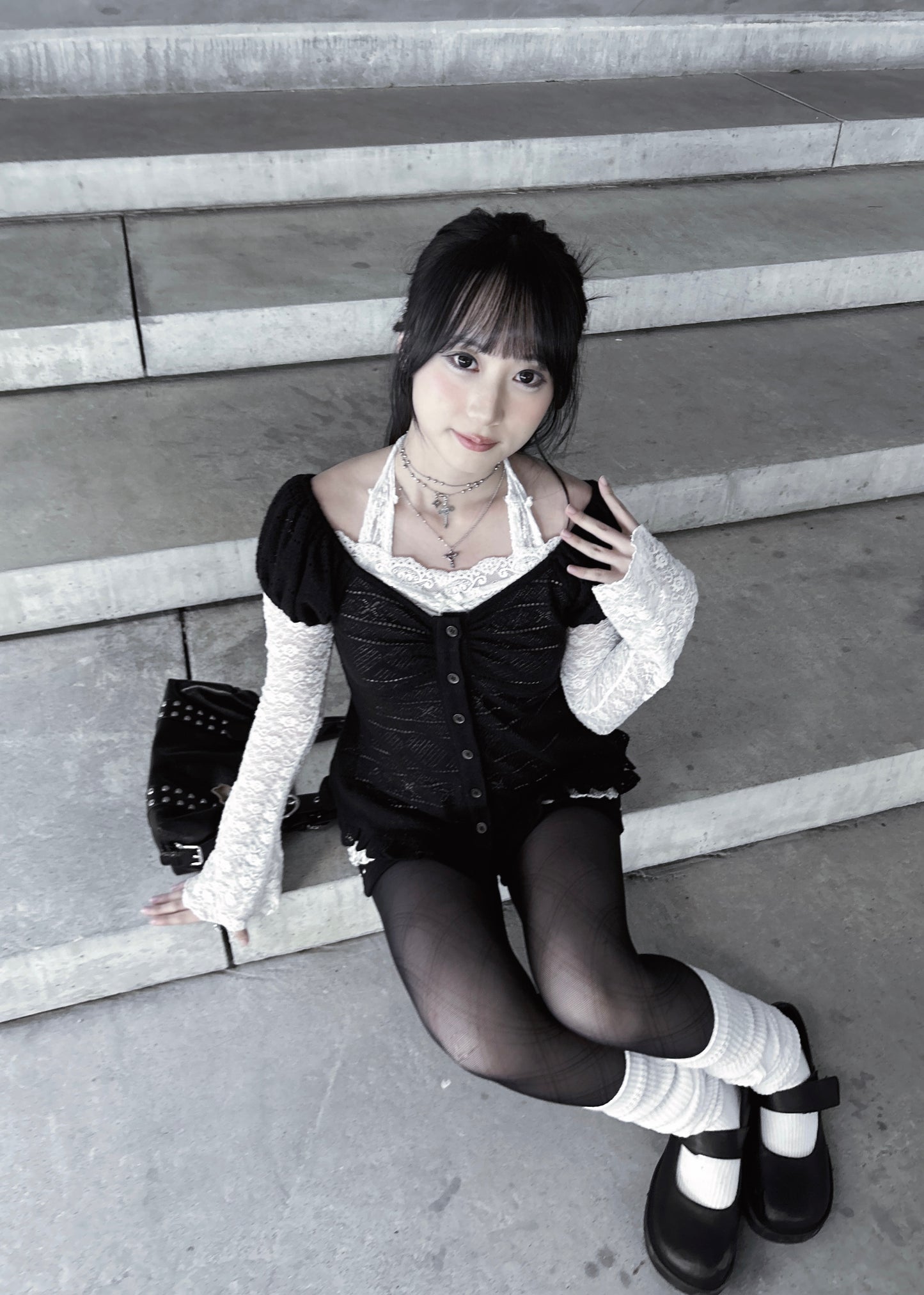 𝐂𝐢𝐧𝐭𝐢𝐚 𝐊𝐧𝐢𝐭 𝐑𝐮𝐟𝐟𝐥𝐞 𝐏𝐮𝐟𝐟 𝐒𝐥𝐞𝐞𝐯𝐞 𝐓𝐨𝐩 - 𝐁𝐥𝐚𝐜𝐤