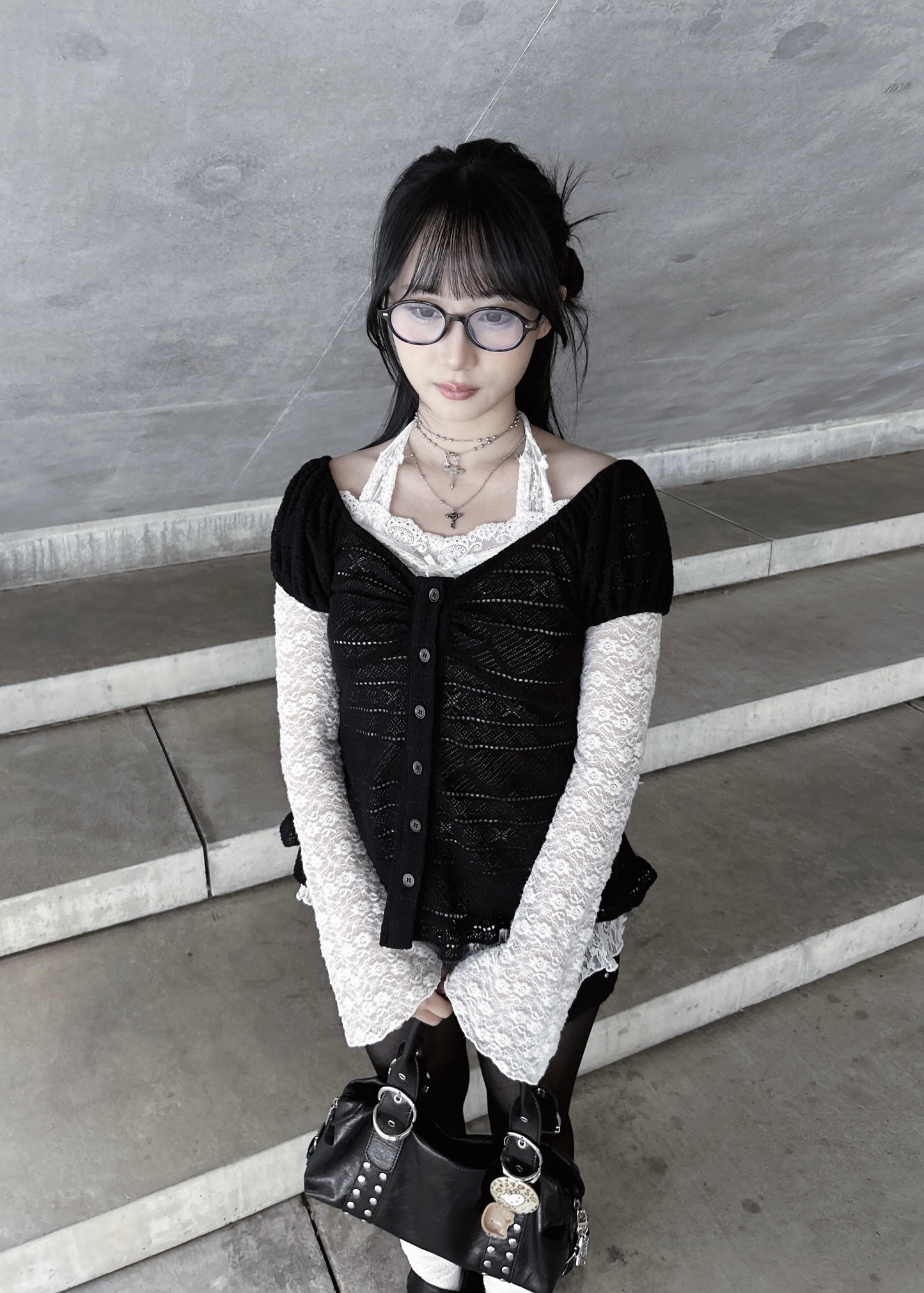 𝐂𝐢𝐧𝐭𝐢𝐚 𝐊𝐧𝐢𝐭 𝐑𝐮𝐟𝐟𝐥𝐞 𝐏𝐮𝐟𝐟 𝐒𝐥𝐞𝐞𝐯𝐞 𝐓𝐨𝐩 - 𝐁𝐥𝐚𝐜𝐤