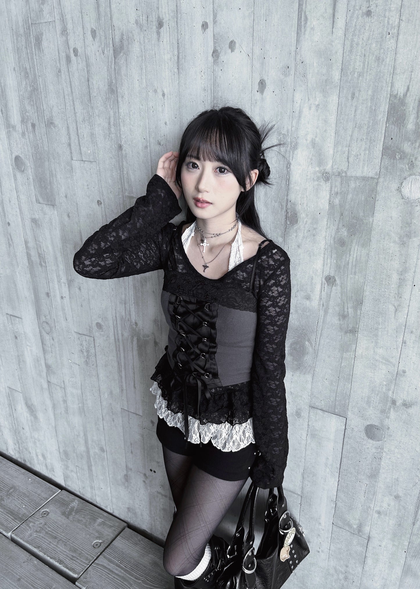 𝐋𝐞𝐭𝐢𝐭𝐢𝐚 𝐋𝐚𝐜𝐞 𝐑𝐮𝐟𝐟𝐥𝐞 𝐓𝐨𝐩 𝐖𝐢𝐭𝐡 𝐒𝐜𝐚𝐫𝐟 - 𝐁𝐥𝐚𝐜𝐤