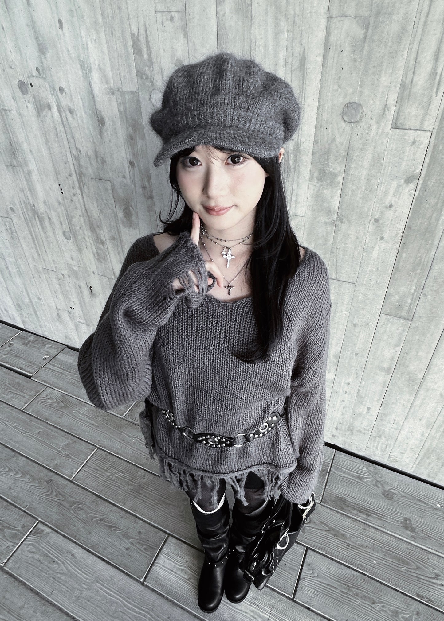 𝐕 𝐍𝐞𝐜𝐤 𝐅𝐫𝐢𝐧𝐠𝐞𝐝 𝐊𝐧𝐢𝐭 𝐒𝐰𝐞𝐚𝐭𝐞𝐫 - 𝐃𝐚𝐫𝐤 𝐆𝐫𝐞𝐲