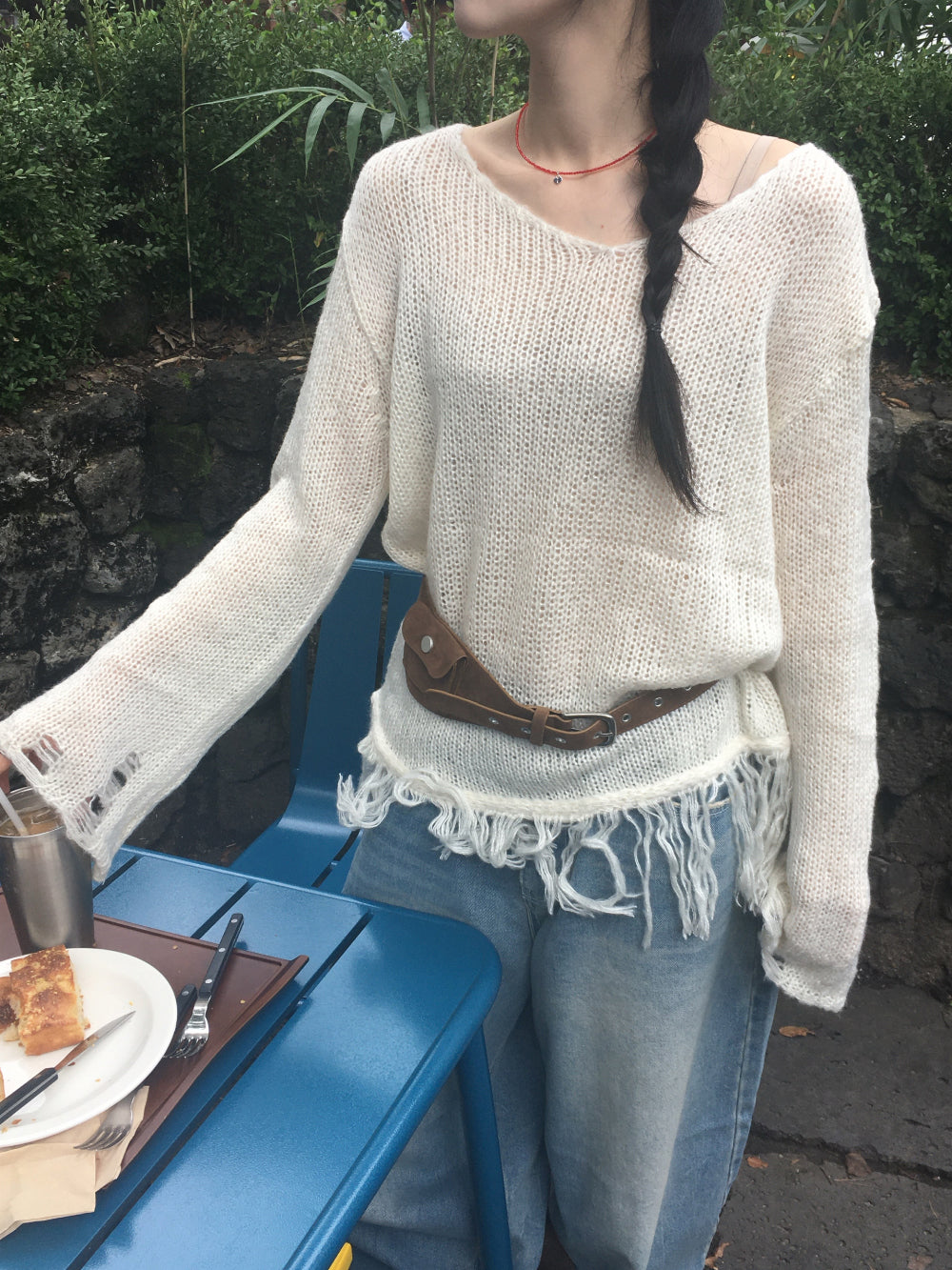 𝐕 𝐍𝐞𝐜𝐤 𝐅𝐫𝐢𝐧𝐠𝐞𝐝 𝐊𝐧𝐢𝐭 𝐒𝐰𝐞𝐚𝐭𝐞𝐫 - 𝐂𝐫𝐞𝐚𝐦