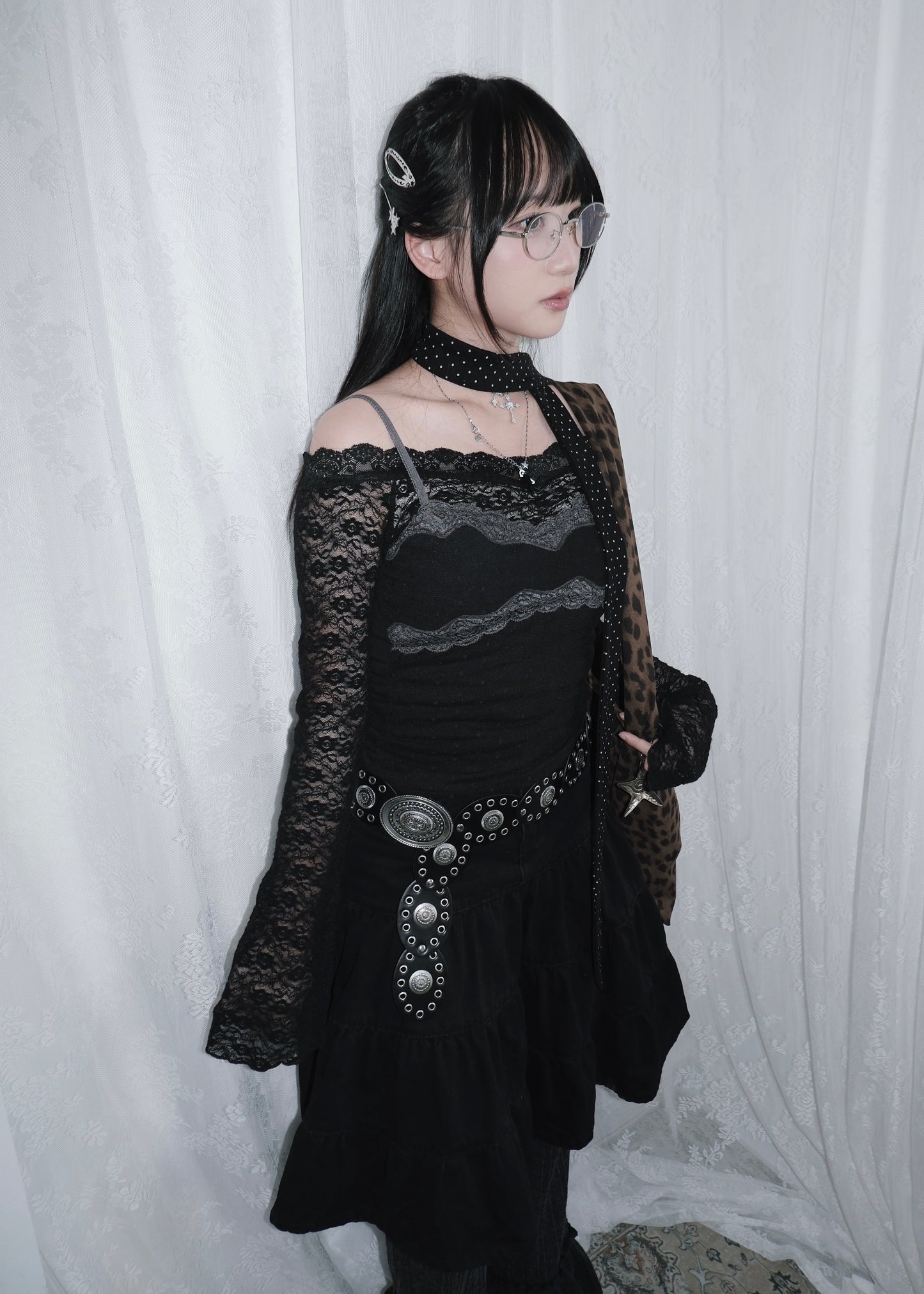 𝐕𝐞𝐥𝐢𝐞𝐭𝐭𝐚 𝐅𝐥𝐚𝐫𝐞 𝐒𝐥𝐞𝐞𝐯𝐞 𝐋𝐚𝐜𝐞 𝐓𝐨𝐩 - 𝐁𝐥𝐚𝐜𝐤