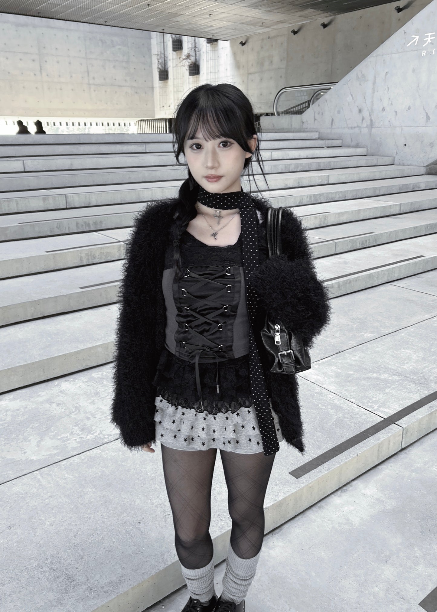 𝐒𝐭𝐚𝐫𝐫𝐲 𝐒𝐤𝐲 𝐑𝐮𝐟𝐟𝐥𝐞 𝐌𝐢𝐧𝐢 𝐒𝐤𝐨𝐫𝐭 - 𝐆𝐫𝐞𝐲