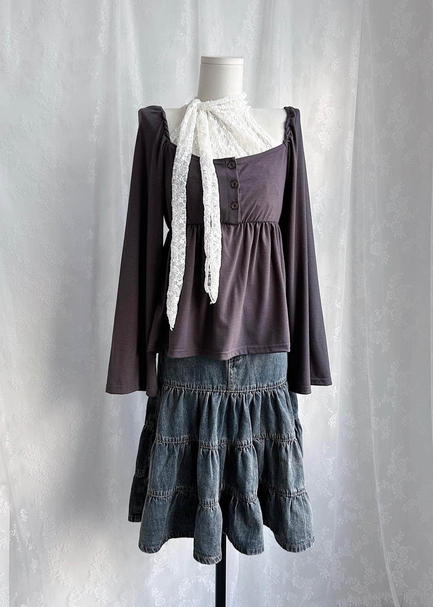 𝐌𝐢𝐤𝐚 𝐅𝐥𝐨𝐰𝐞𝐫 𝐏𝐮𝐟𝐟 𝐒𝐥𝐞𝐞𝐯𝐞 𝐓𝐨𝐩 - 𝐌𝐨𝐜𝐡𝐚