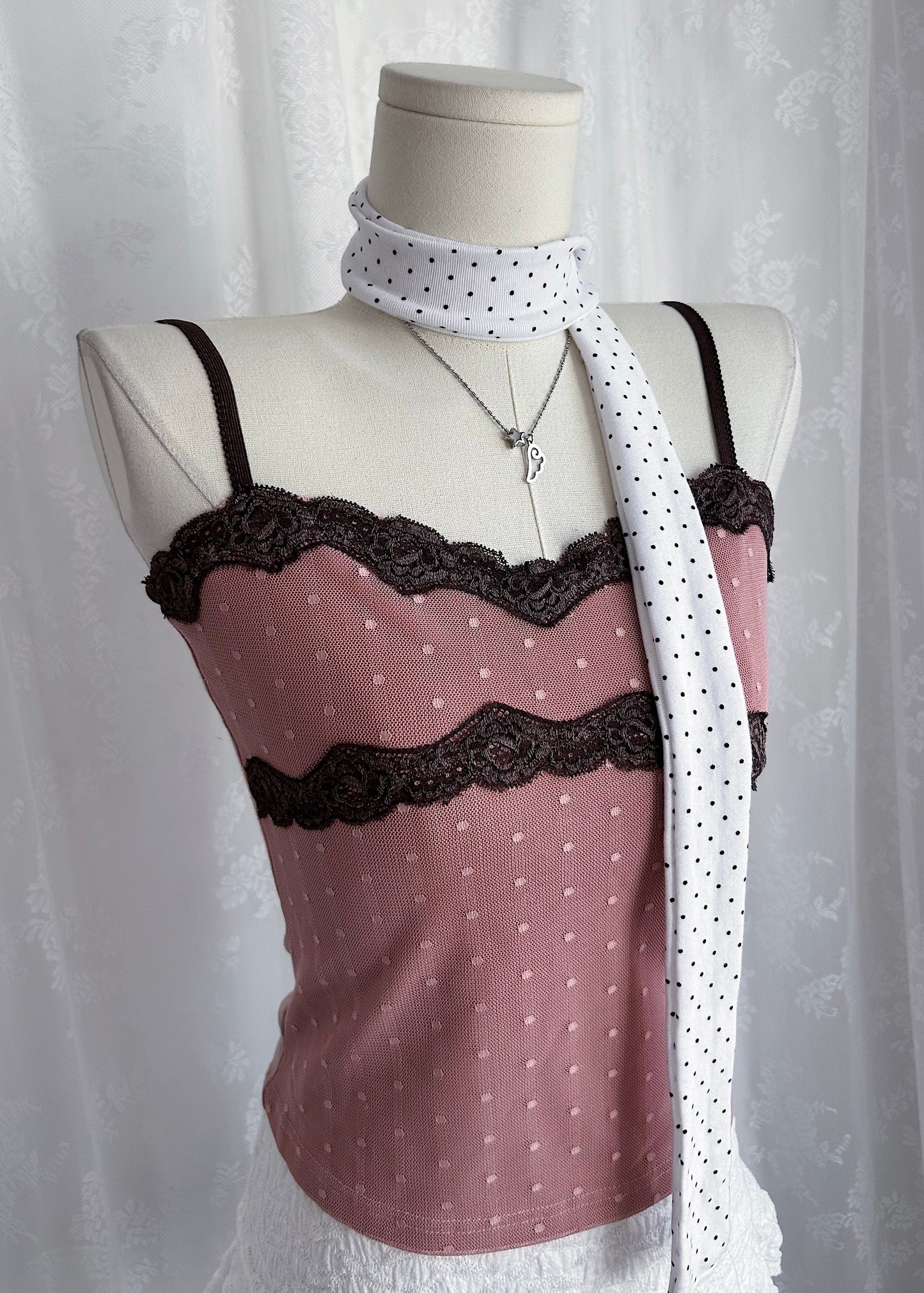 𝐋𝐚𝐜𝐞 𝐏𝐨𝐥𝐤𝐚 𝐃𝐨𝐭 𝐌𝐞𝐬𝐡 𝐓𝐚𝐧𝐤 𝐓𝐨𝐩 - 𝐂𝐨𝐫𝐚𝐥 𝐏𝐢𝐧𝐤