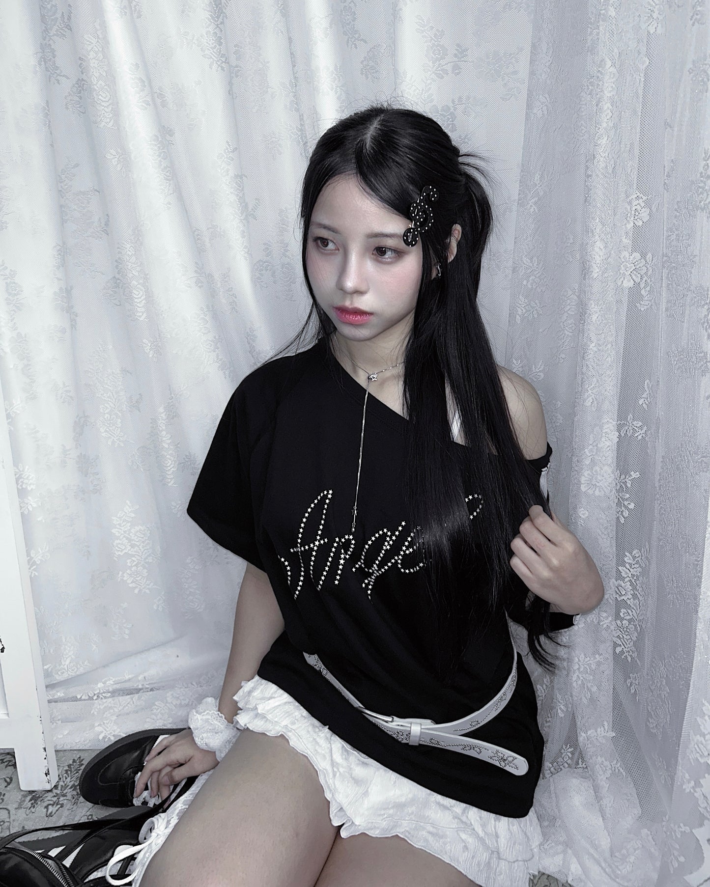 ★ 𝐒𝐭𝐚𝐫 𝐀𝐧𝐠𝐞𝐥 𝐃𝐫𝐨𝐩 𝐒𝐡𝐨𝐮𝐥𝐝𝐞𝐫 𝐓𝐞𝐞 - 𝐁𝐥𝐚𝐜𝐤