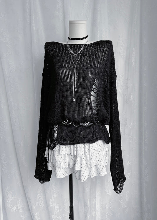 𝐄𝐜𝐡𝐨 𝐃𝐢𝐬𝐭𝐫𝐞𝐬𝐬𝐞𝐝 𝐊𝐧𝐢𝐭 𝐒𝐰𝐞𝐚𝐭𝐞𝐫 - 𝐁𝐥𝐚𝐜𝐤