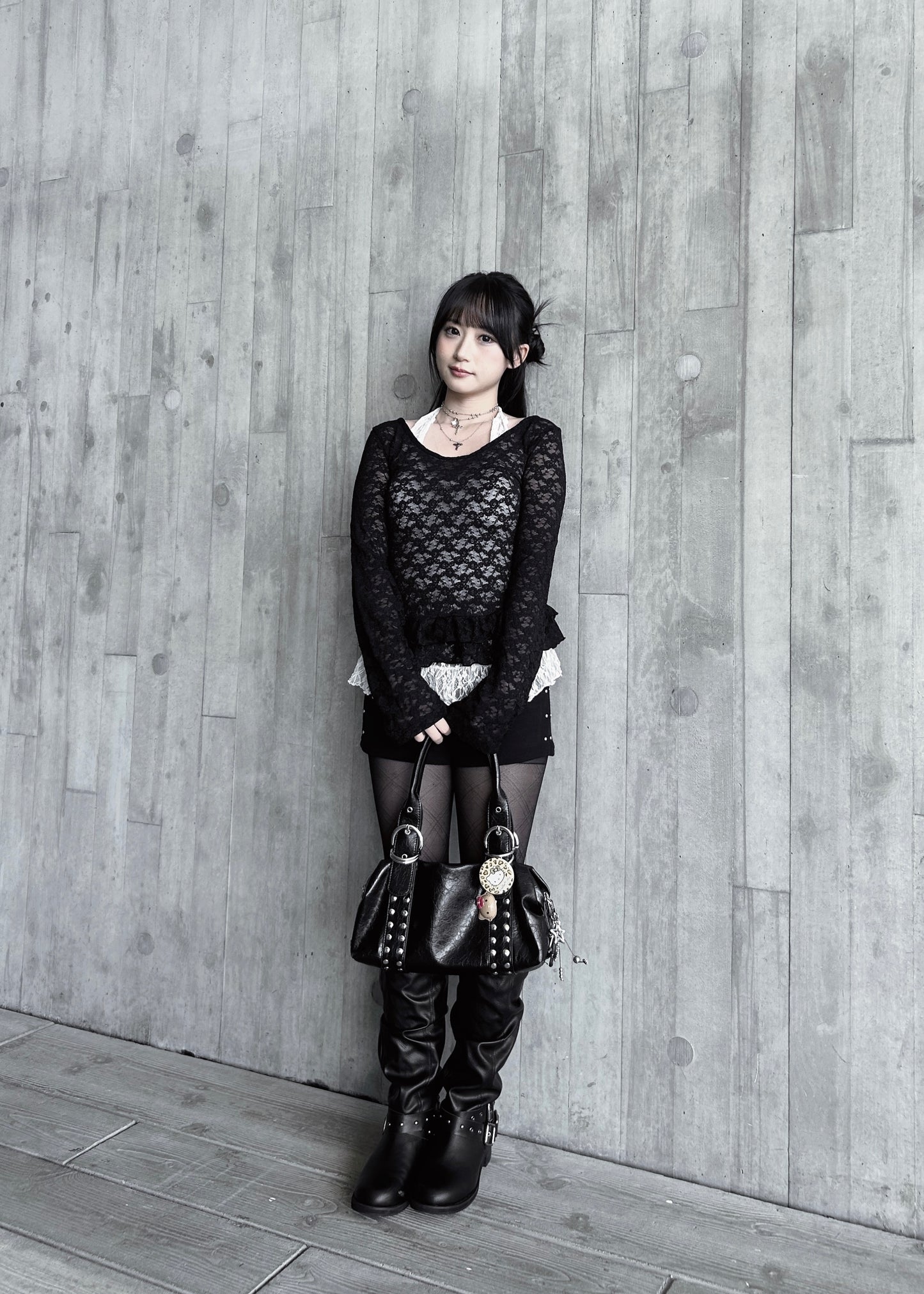 𝐋𝐞𝐭𝐢𝐭𝐢𝐚 𝐋𝐚𝐜𝐞 𝐑𝐮𝐟𝐟𝐥𝐞 𝐓𝐨𝐩 𝐖𝐢𝐭𝐡 𝐒𝐜𝐚𝐫𝐟 - 𝐁𝐥𝐚𝐜𝐤