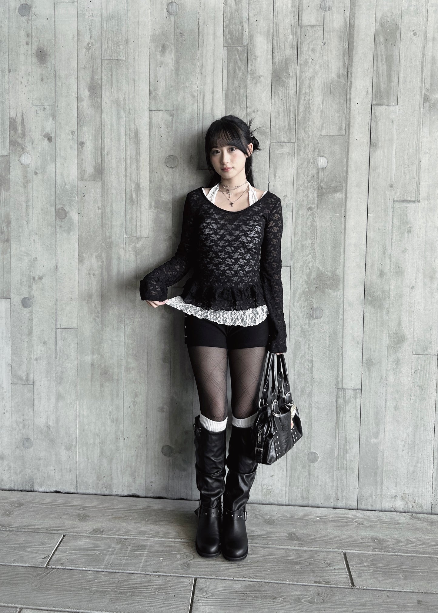 𝐋𝐞𝐭𝐢𝐭𝐢𝐚 𝐋𝐚𝐜𝐞 𝐑𝐮𝐟𝐟𝐥𝐞 𝐓𝐨𝐩 𝐖𝐢𝐭𝐡 𝐒𝐜𝐚𝐫𝐟 - 𝐁𝐥𝐚𝐜𝐤