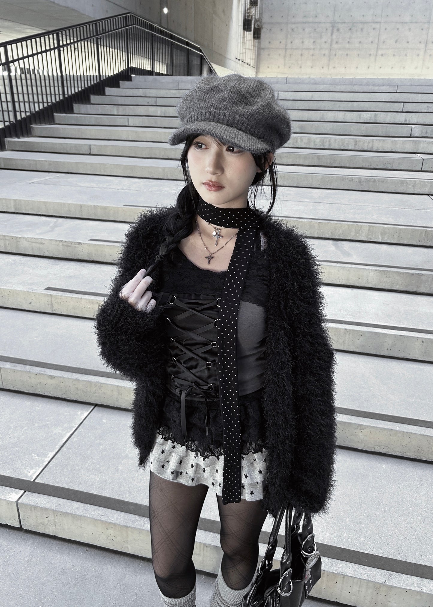 𝐋𝐞𝐭𝐢𝐭𝐢𝐚 𝐋𝐚𝐜𝐞 𝐑𝐮𝐟𝐟𝐥𝐞 𝐓𝐨𝐩 𝐖𝐢𝐭𝐡 𝐒𝐜𝐚𝐫𝐟 - 𝐁𝐥𝐚𝐜𝐤