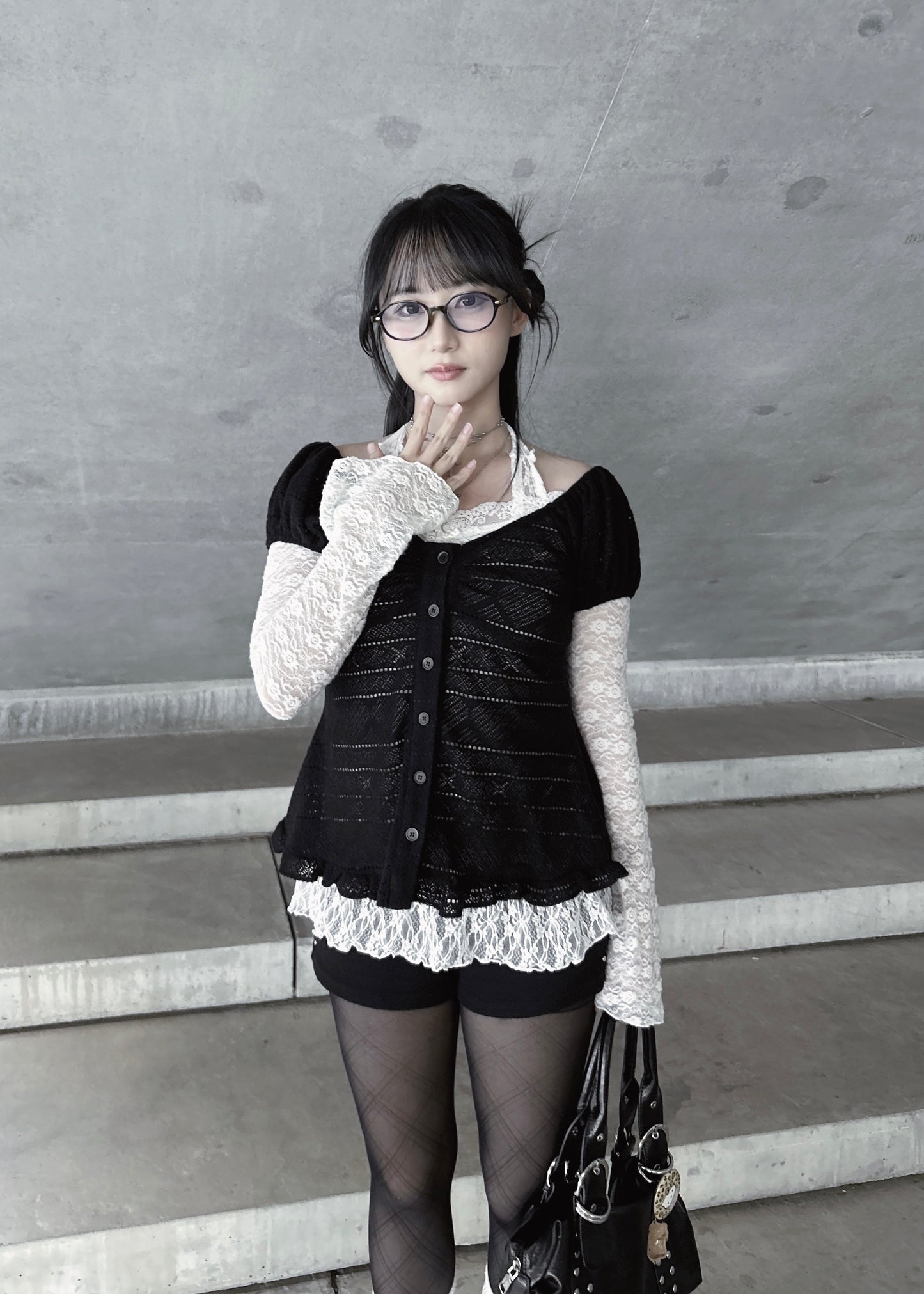 𝐂𝐢𝐧𝐭𝐢𝐚 𝐊𝐧𝐢𝐭 𝐑𝐮𝐟𝐟𝐥𝐞 𝐏𝐮𝐟𝐟 𝐒𝐥𝐞𝐞𝐯𝐞 𝐓𝐨𝐩 - 𝐁𝐥𝐚𝐜𝐤