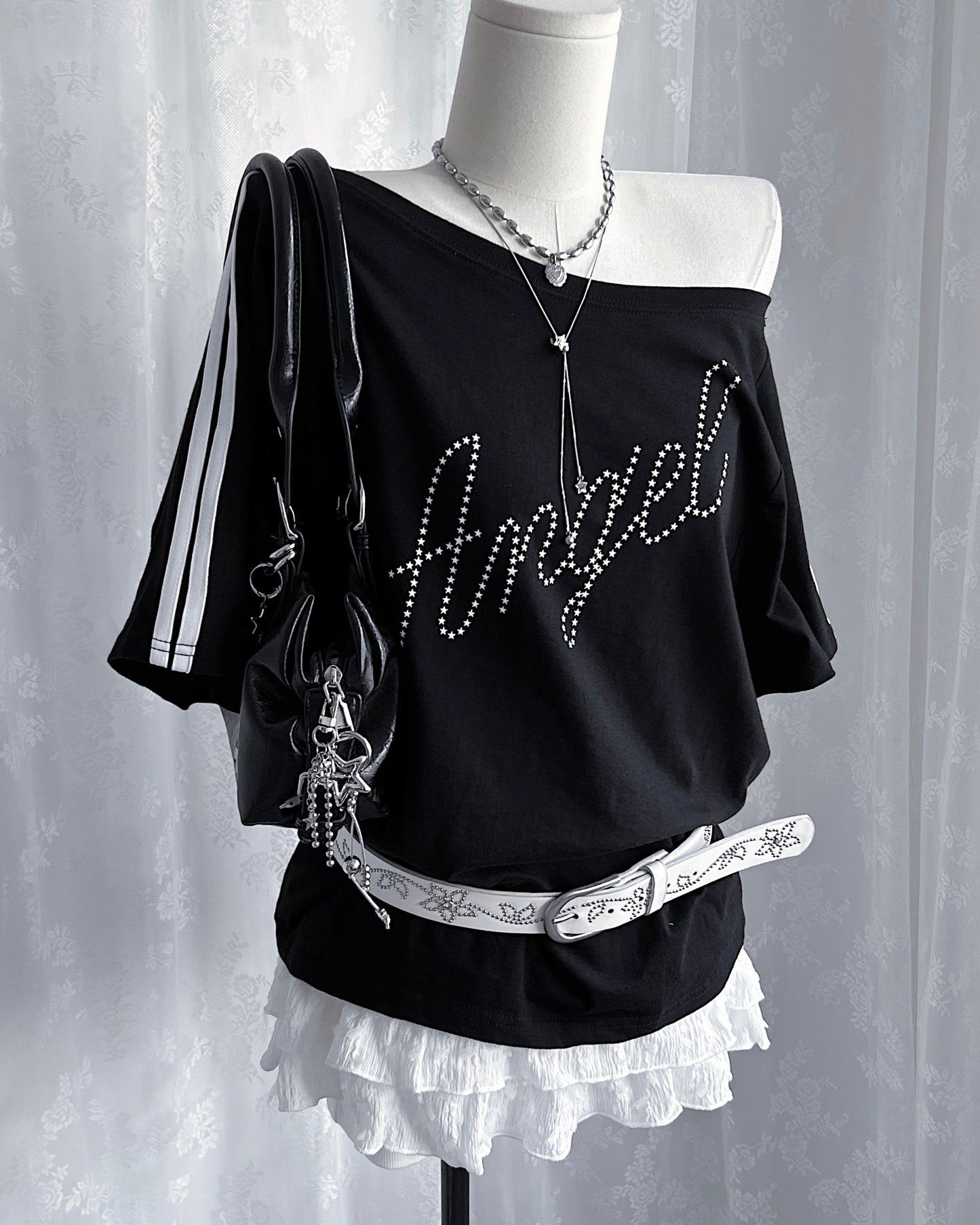 ★ 𝐒𝐭𝐚𝐫 𝐀𝐧𝐠𝐞𝐥 𝐃𝐫𝐨𝐩 𝐒𝐡𝐨𝐮𝐥𝐝𝐞𝐫 𝐓𝐞𝐞 - 𝐁𝐥𝐚𝐜𝐤