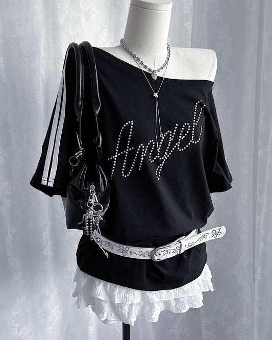 ★ 𝐒𝐭𝐚𝐫 𝐀𝐧𝐠𝐞𝐥 𝐃𝐫𝐨𝐩 𝐒𝐡𝐨𝐮𝐥𝐝𝐞𝐫 𝐓𝐞𝐞 - 𝐁𝐥𝐚𝐜𝐤