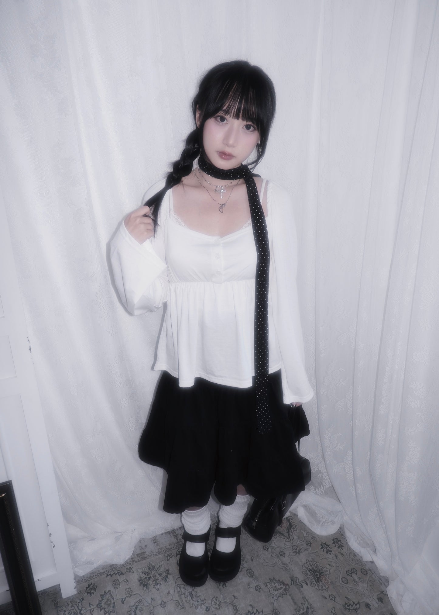 𝐌𝐢𝐤𝐚 𝐅𝐥𝐨𝐰𝐞𝐫 𝐏𝐮𝐟𝐟 𝐒𝐥𝐞𝐞𝐯𝐞 𝐓𝐨𝐩 -  𝐖𝐡𝐢𝐭𝐞