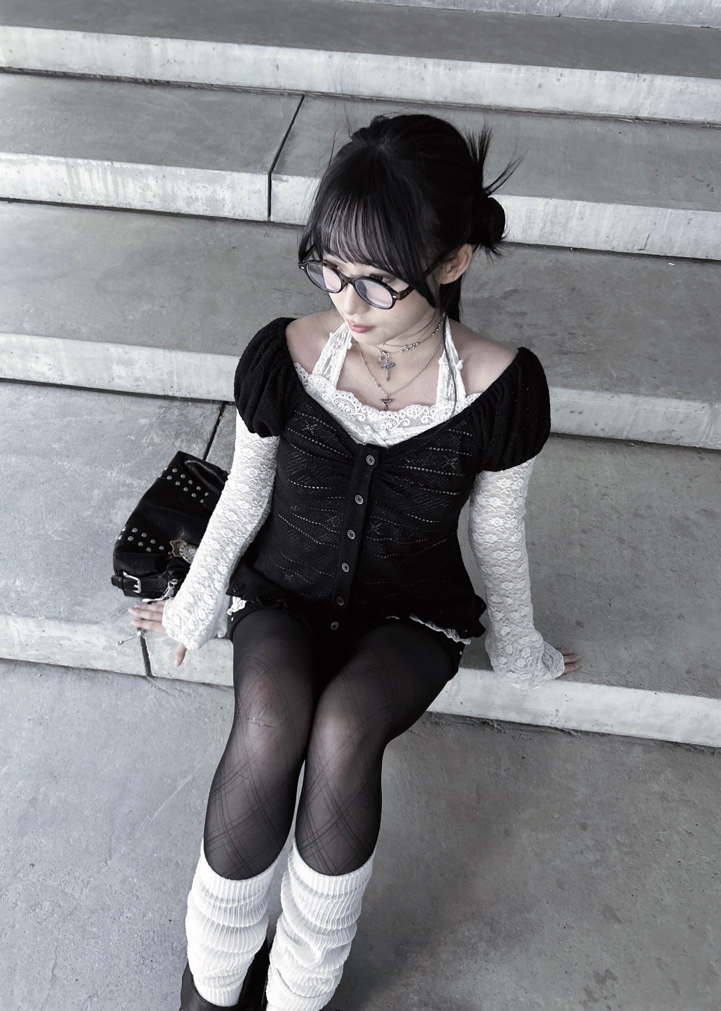 𝐂𝐢𝐧𝐭𝐢𝐚 𝐊𝐧𝐢𝐭 𝐑𝐮𝐟𝐟𝐥𝐞 𝐏𝐮𝐟𝐟 𝐒𝐥𝐞𝐞𝐯𝐞 𝐓𝐨𝐩 - 𝐁𝐥𝐚𝐜𝐤