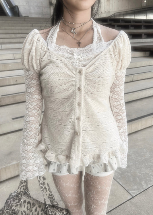 𝐋𝐢𝐬𝐞𝐭𝐭𝐚 𝐋𝐚𝐜𝐞 𝐑𝐮𝐟𝐟𝐥𝐞 𝐇𝐚𝐥𝐭𝐞𝐫 𝐓𝐨𝐩 - 𝐖𝐡𝐢𝐭𝐞