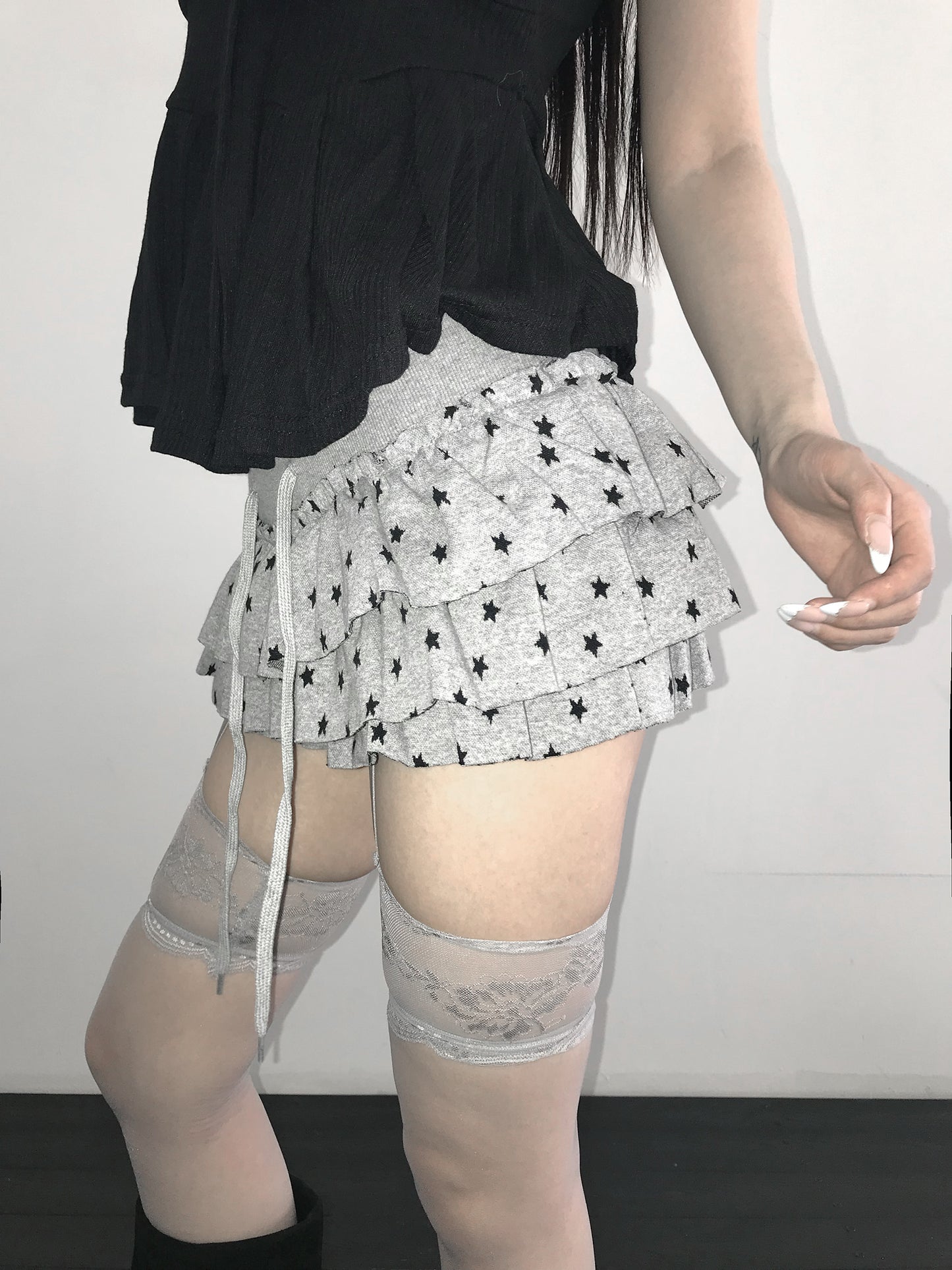 𝐒𝐭𝐚𝐫𝐫𝐲 𝐒𝐤𝐲 𝐑𝐮𝐟𝐟𝐥𝐞 𝐌𝐢𝐧𝐢 𝐒𝐤𝐨𝐫𝐭 - 𝐆𝐫𝐞𝐲