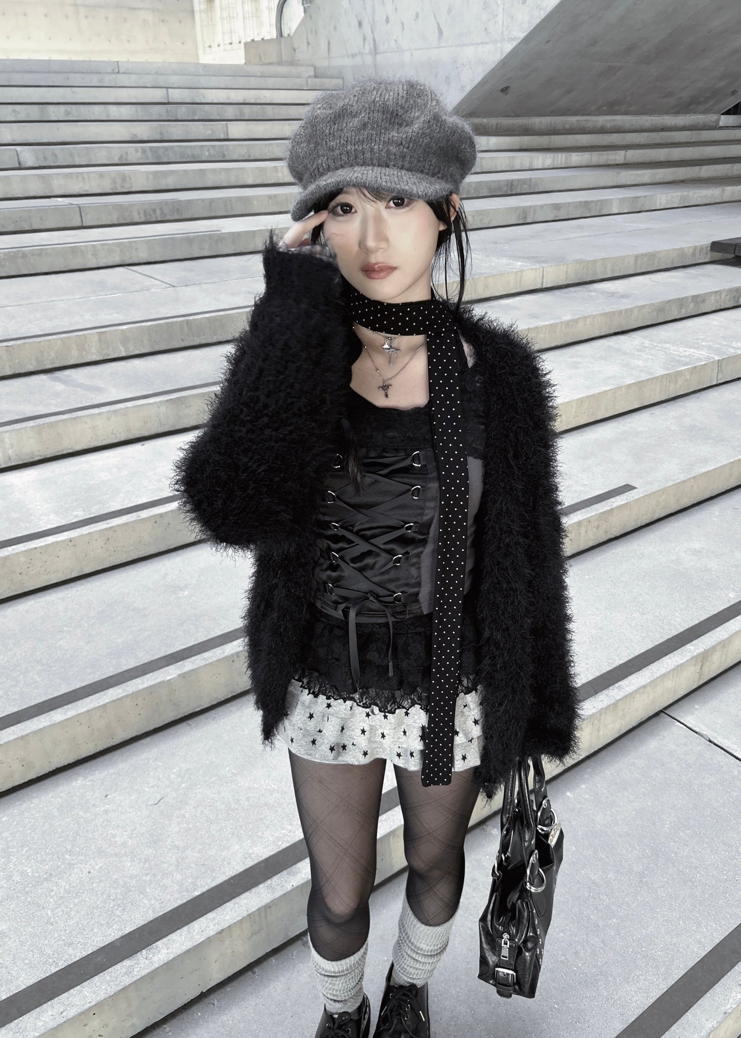 𝐒𝐭𝐚𝐫𝐫𝐲 𝐒𝐤𝐲 𝐑𝐮𝐟𝐟𝐥𝐞 𝐌𝐢𝐧𝐢 𝐒𝐤𝐨𝐫𝐭 - 𝐆𝐫𝐞𝐲