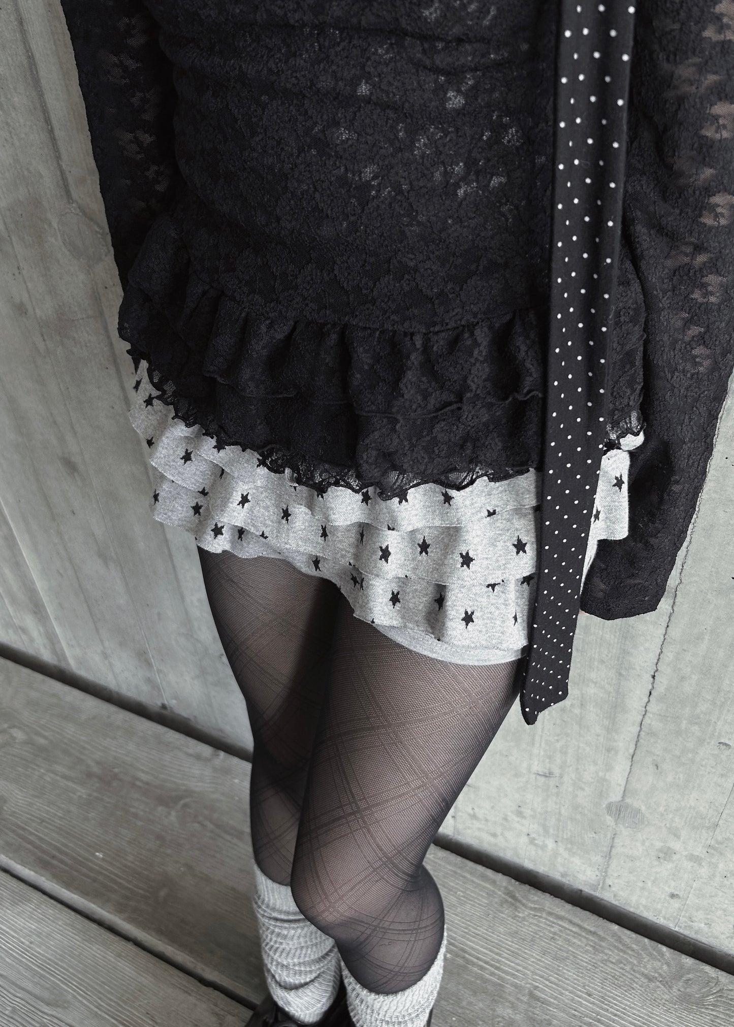 𝐒𝐭𝐚𝐫𝐫𝐲 𝐒𝐤𝐲 𝐑𝐮𝐟𝐟𝐥𝐞 𝐌𝐢𝐧𝐢 𝐒𝐤𝐨𝐫𝐭 - 𝐆𝐫𝐞𝐲