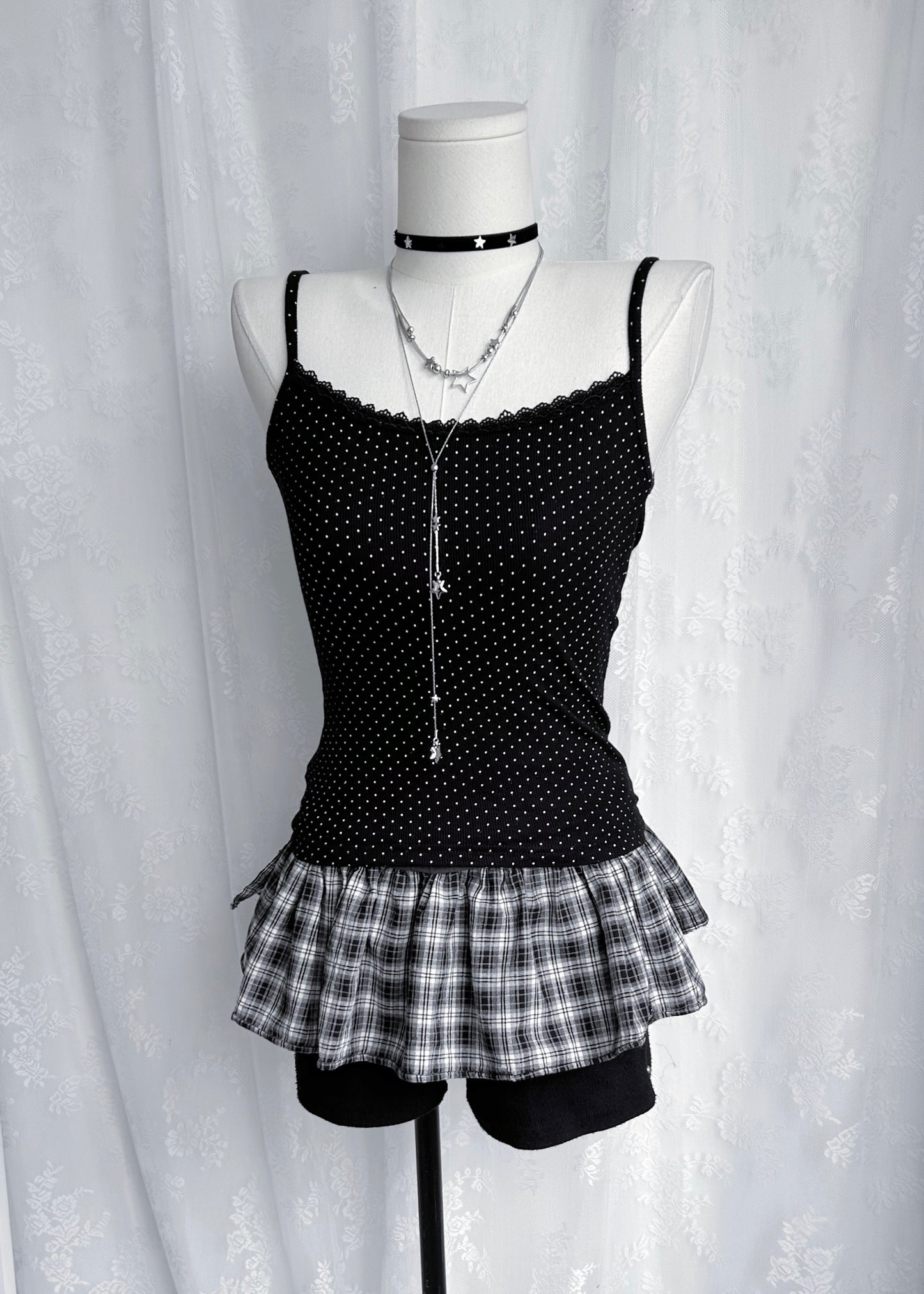 𝐏𝐨𝐥𝐤𝐚 𝐃𝐨𝐭𝐬 𝐋𝐚𝐜𝐞 𝐓𝐚𝐧𝐤 𝐓𝐨𝐩 - 𝐁𝐥𝐚𝐜𝐤