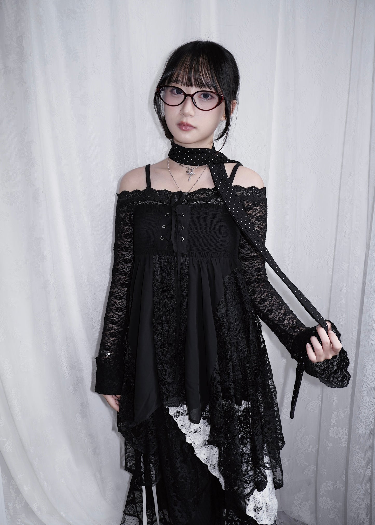 𝐕𝐞𝐥𝐢𝐞𝐭𝐭𝐚 𝐅𝐥𝐚𝐫𝐞 𝐒𝐥𝐞𝐞𝐯𝐞 𝐋𝐚𝐜𝐞 𝐓𝐨𝐩 - 𝐁𝐥𝐚𝐜𝐤