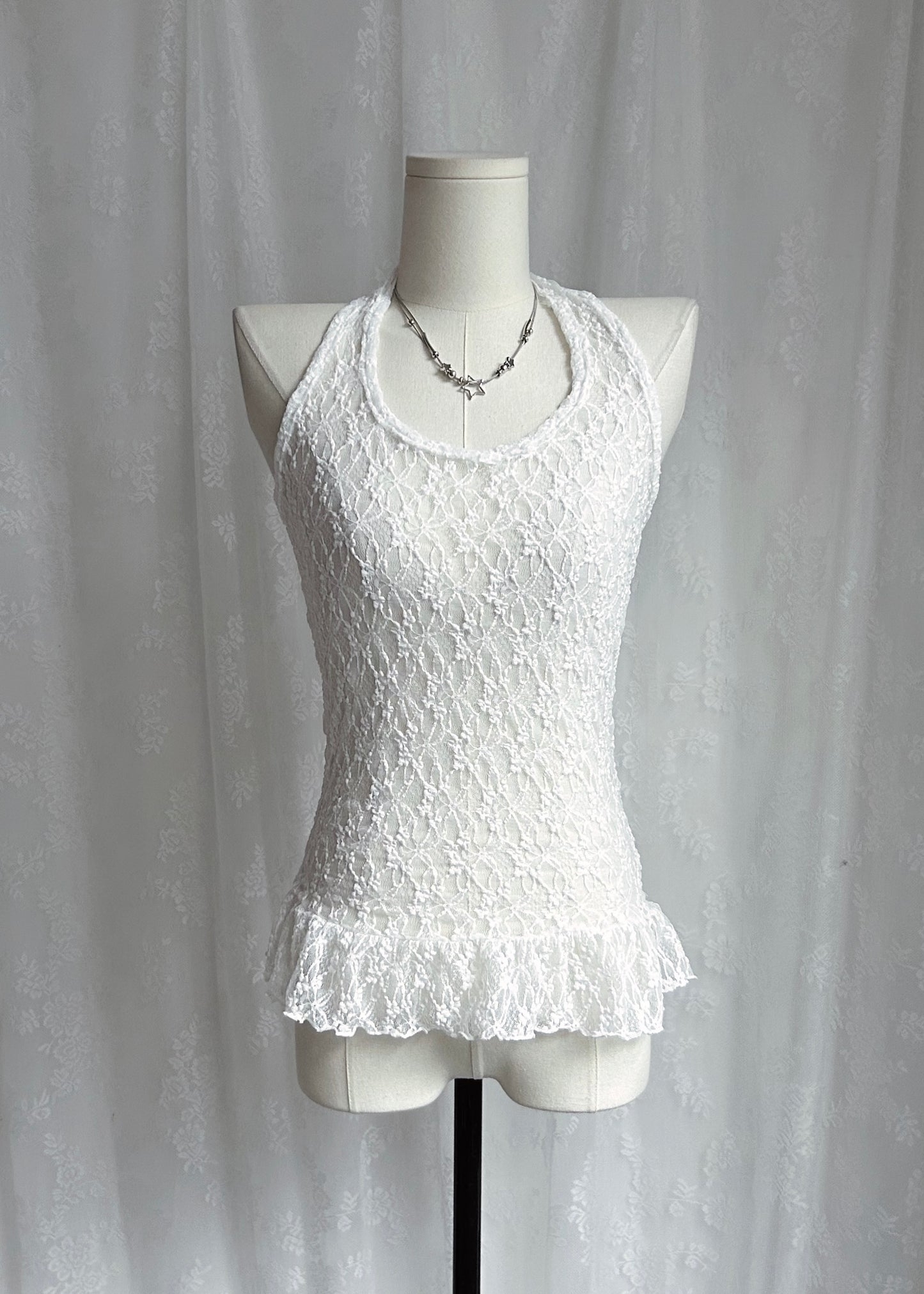 𝐋𝐢𝐬𝐞𝐭𝐭𝐚 𝐋𝐚𝐜𝐞 𝐑𝐮𝐟𝐟𝐥𝐞 𝐇𝐚𝐥𝐭𝐞𝐫 𝐓𝐨𝐩 - 𝐖𝐡𝐢𝐭𝐞