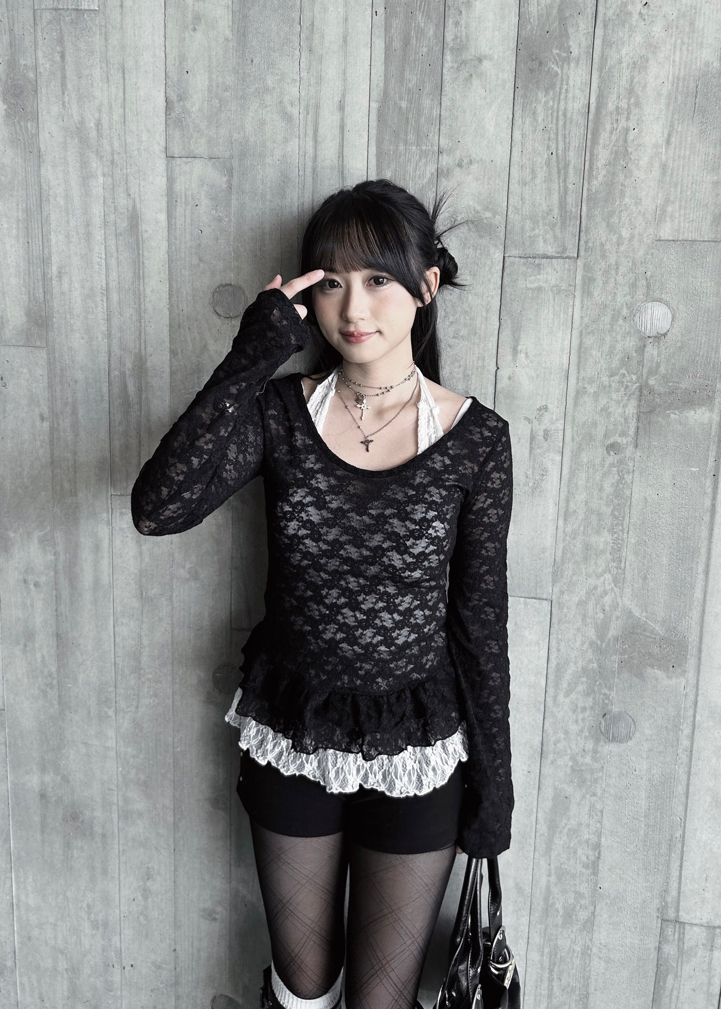 𝐋𝐞𝐭𝐢𝐭𝐢𝐚 𝐋𝐚𝐜𝐞 𝐑𝐮𝐟𝐟𝐥𝐞 𝐓𝐨𝐩 𝐖𝐢𝐭𝐡 𝐒𝐜𝐚𝐫𝐟 - 𝐁𝐥𝐚𝐜𝐤