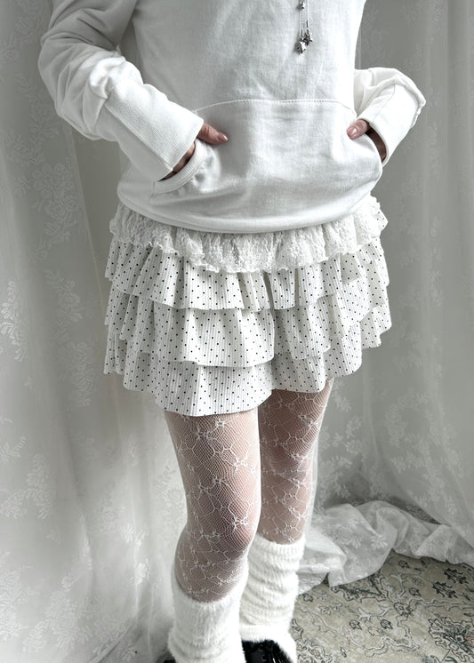 𝐏𝐨𝐥𝐤𝐚 𝐃𝐨𝐭𝐬 𝐓𝐢𝐞𝐫𝐞𝐝 𝐌𝐢𝐧𝐢 𝐒𝐤𝐨𝐫𝐭 - 𝐖𝐡𝐢𝐭𝐞