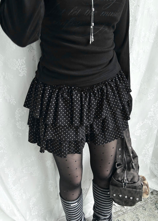 𝐏𝐨𝐥𝐤𝐚 𝐃𝐨𝐭𝐬 𝐓𝐢𝐞𝐫𝐞𝐝 𝐌𝐢𝐧𝐢 𝐒𝐤𝐨𝐫𝐭 -𝐁𝐥𝐚𝐜𝐤