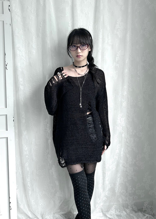 𝐄𝐜𝐡𝐨 𝐃𝐢𝐬𝐭𝐫𝐞𝐬𝐬𝐞𝐝 𝐊𝐧𝐢𝐭 𝐒𝐰𝐞𝐚𝐭𝐞𝐫 - 𝐁𝐥𝐚𝐜𝐤