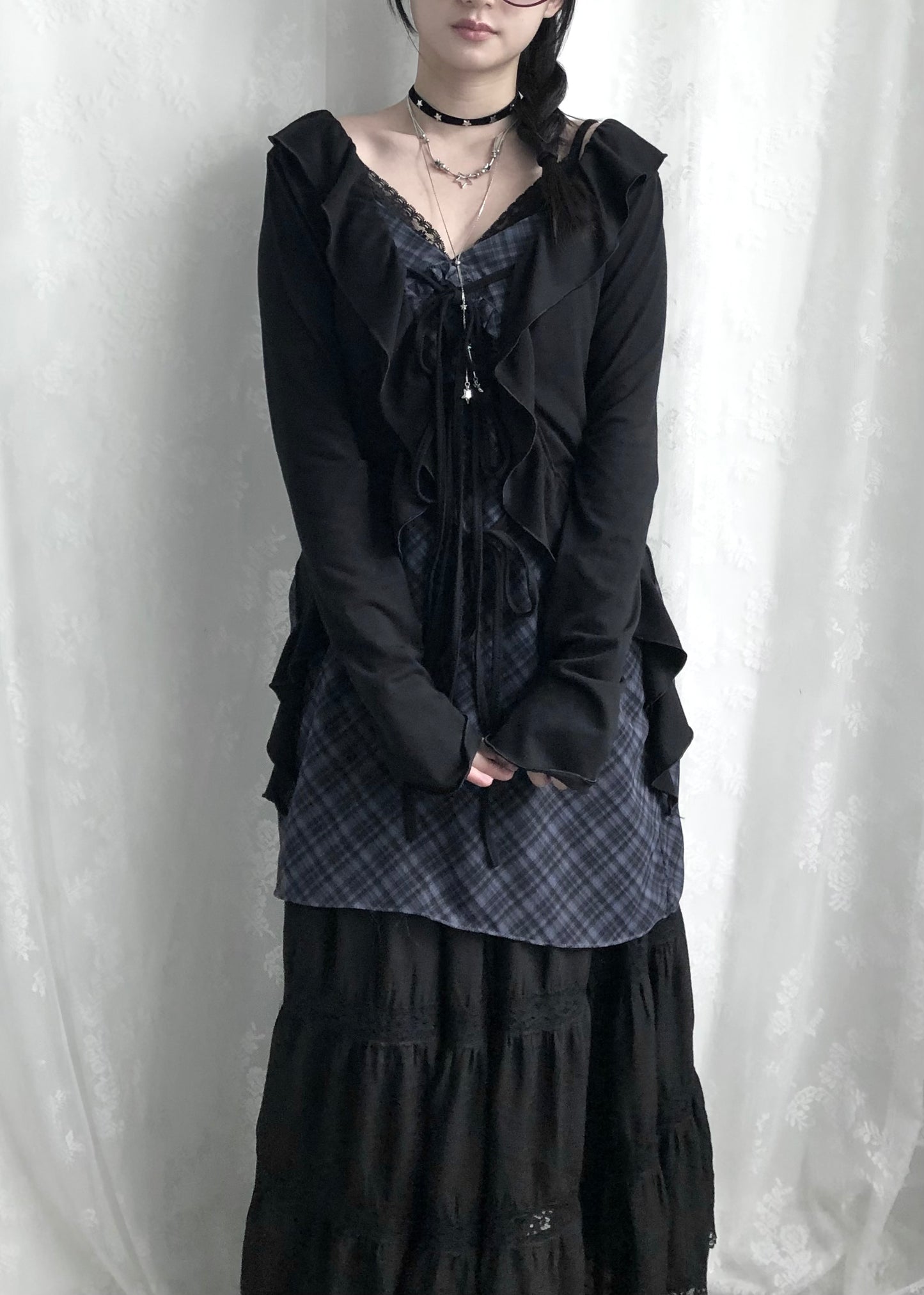 𝐅𝐢𝐨𝐫𝐞𝐭𝐭𝐚 𝐑𝐮𝐟𝐟𝐥𝐞 𝐓𝐰𝐨 𝐖𝐚𝐲 𝐓𝐨𝐩 - 𝐁𝐥𝐚𝐜𝐤