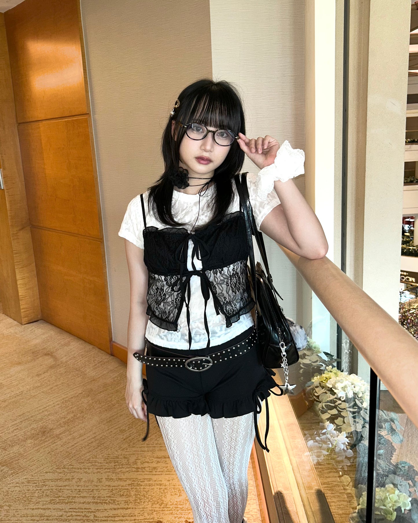 𝐋𝐚𝐮𝐫𝐞𝐭𝐭𝐚 𝐋𝐚𝐜𝐞 𝐑𝐢𝐛𝐛𝐨𝐧 𝐓𝐢𝐞 𝐂𝐚𝐦𝐢 𝐓𝐨𝐩 - 𝐁𝐥𝐚𝐜𝐤