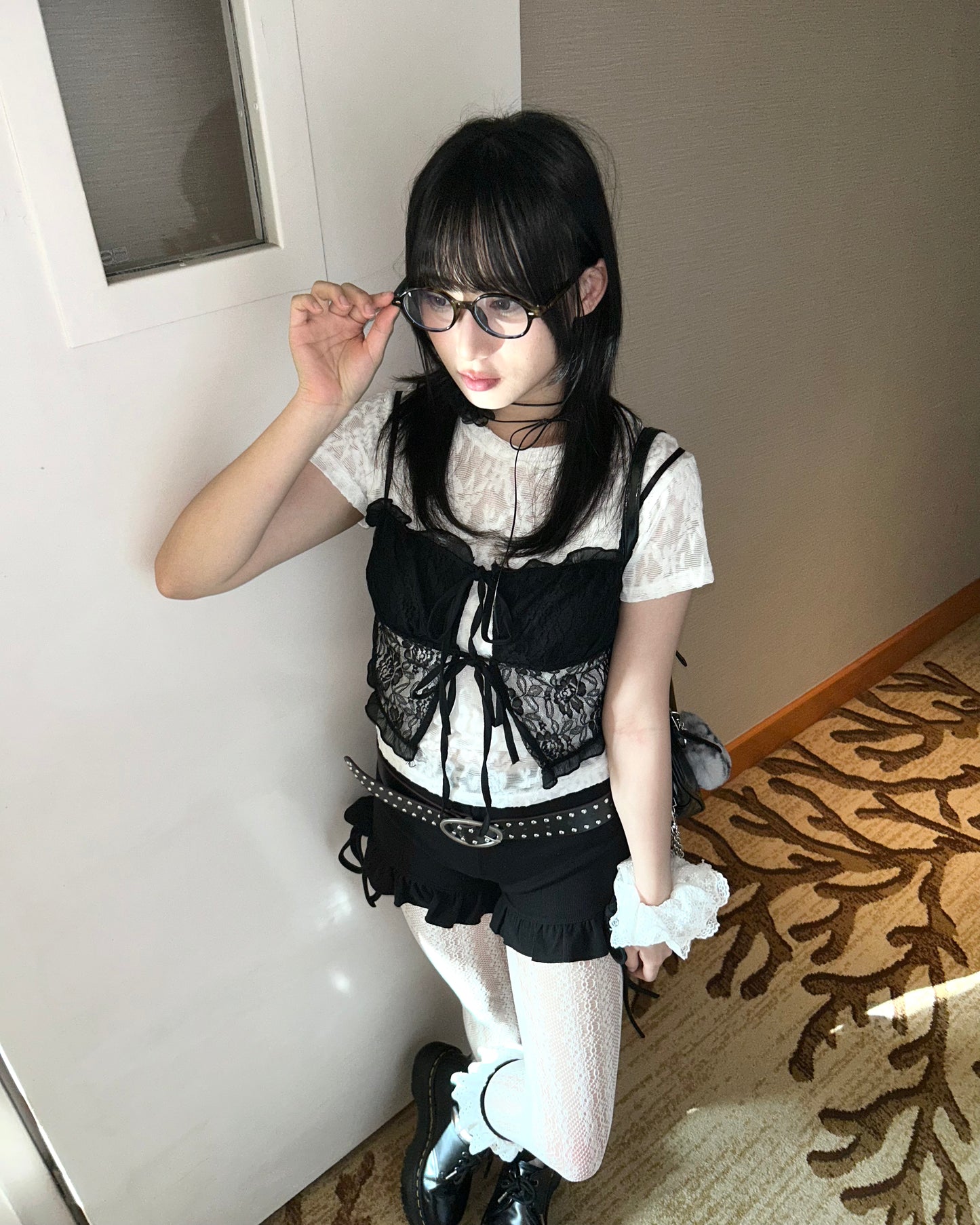 𝐋𝐚𝐮𝐫𝐞𝐭𝐭𝐚 𝐋𝐚𝐜𝐞 𝐑𝐢𝐛𝐛𝐨𝐧 𝐓𝐢𝐞 𝐂𝐚𝐦𝐢 𝐓𝐨𝐩 - 𝐁𝐥𝐚𝐜𝐤